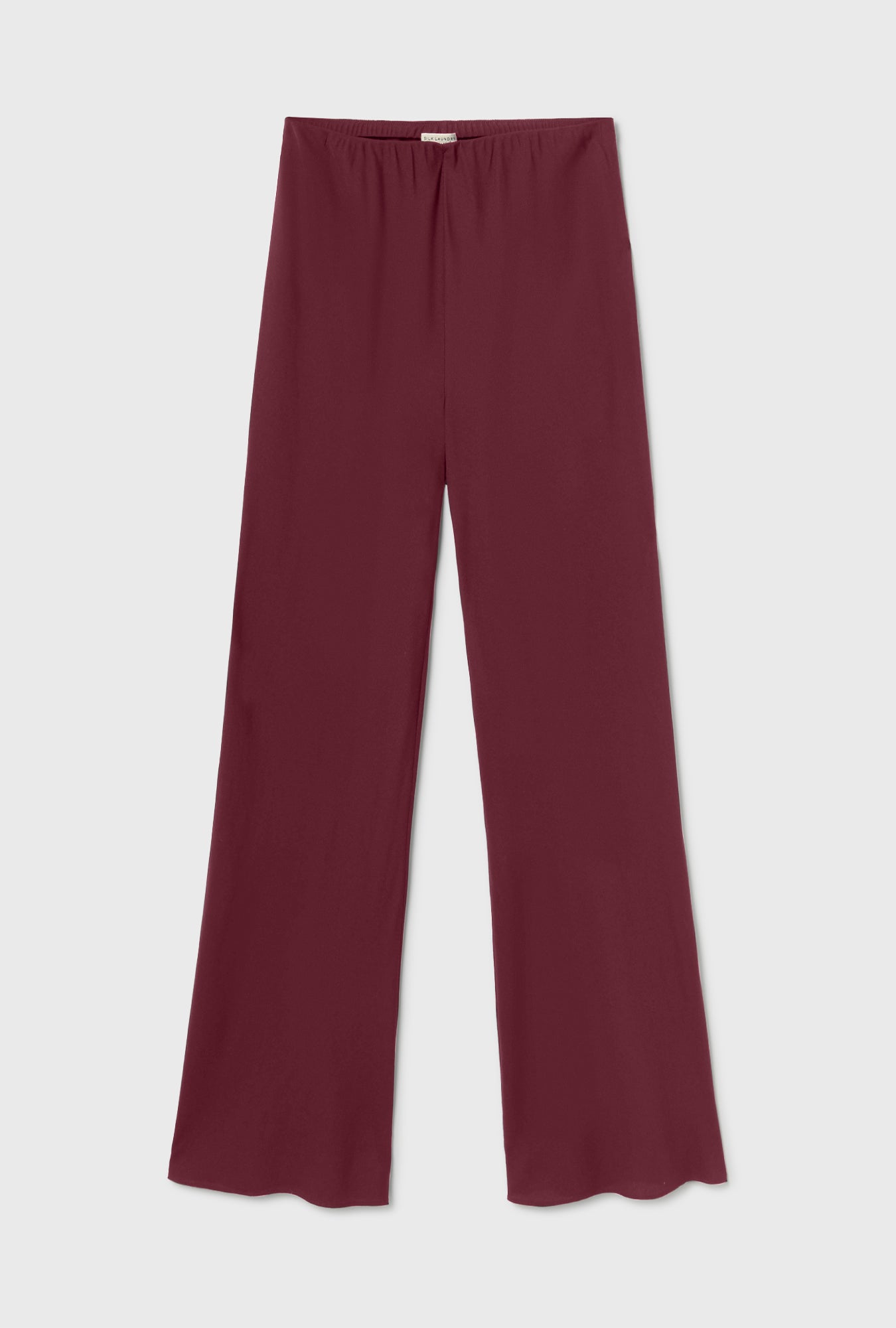 Pantalon ample en laine et soie coupé en biais, couleur feuille morte