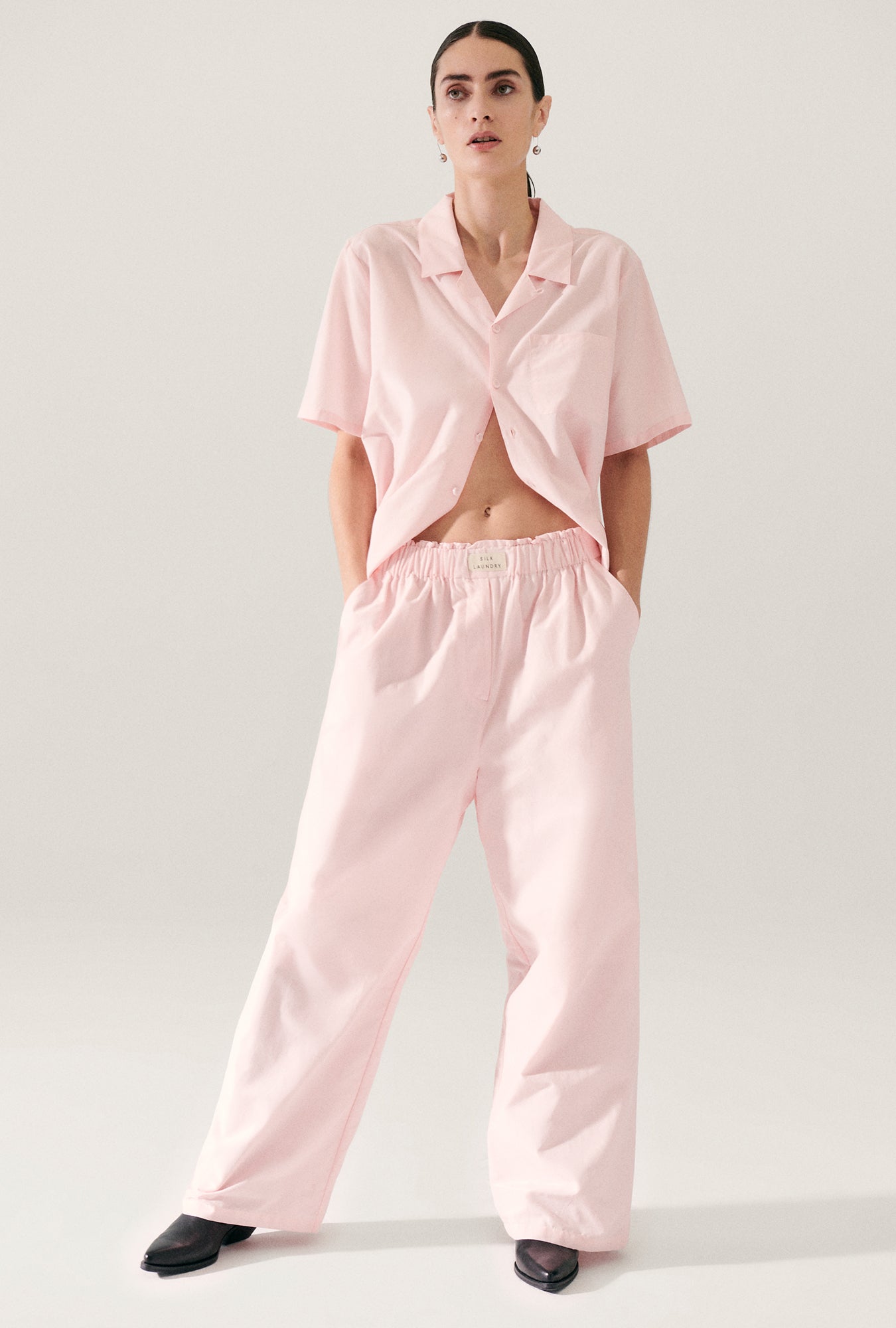 Pantalon en coton et soie à taille élastique Hydrogen