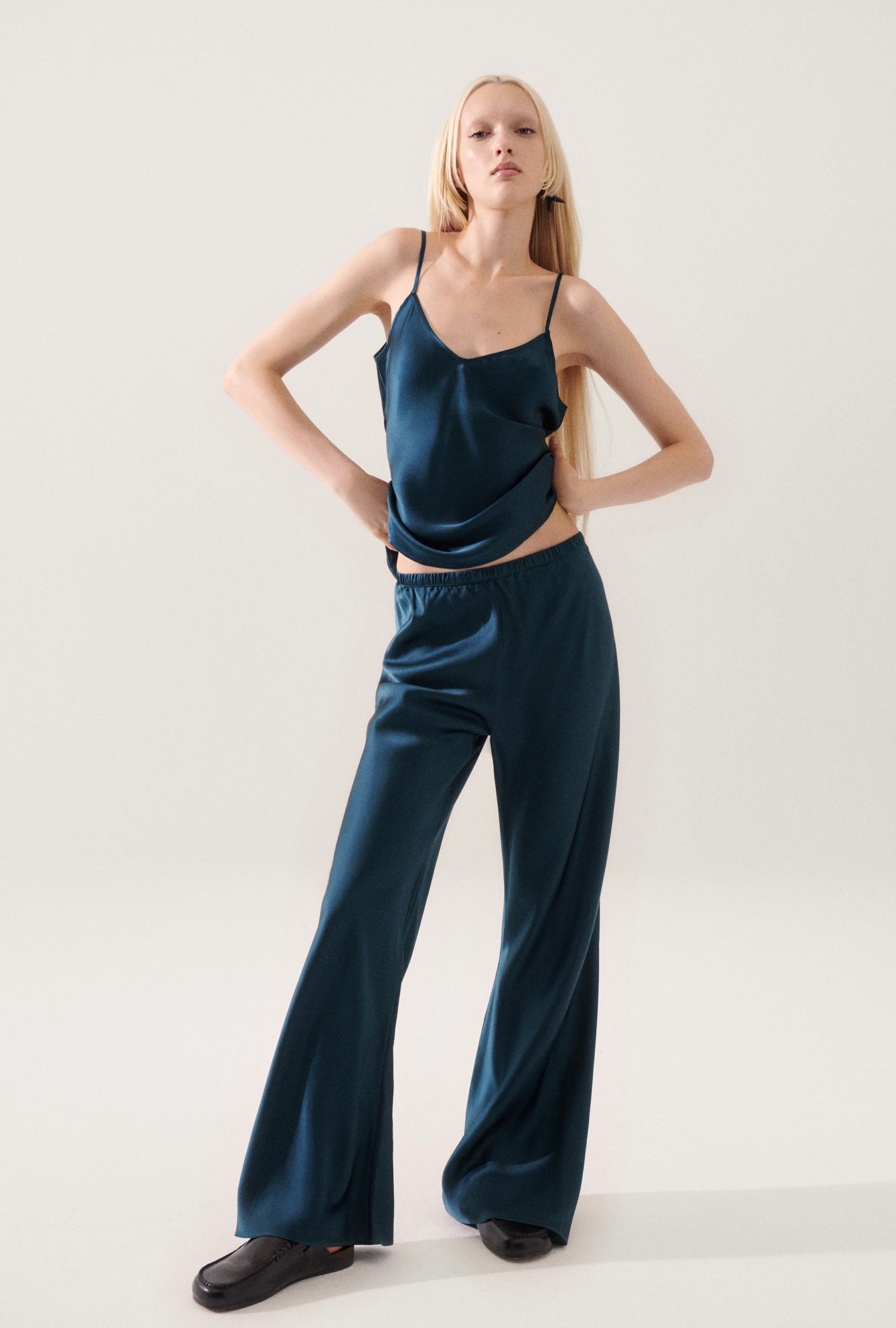 Pantalon biais sarcelle