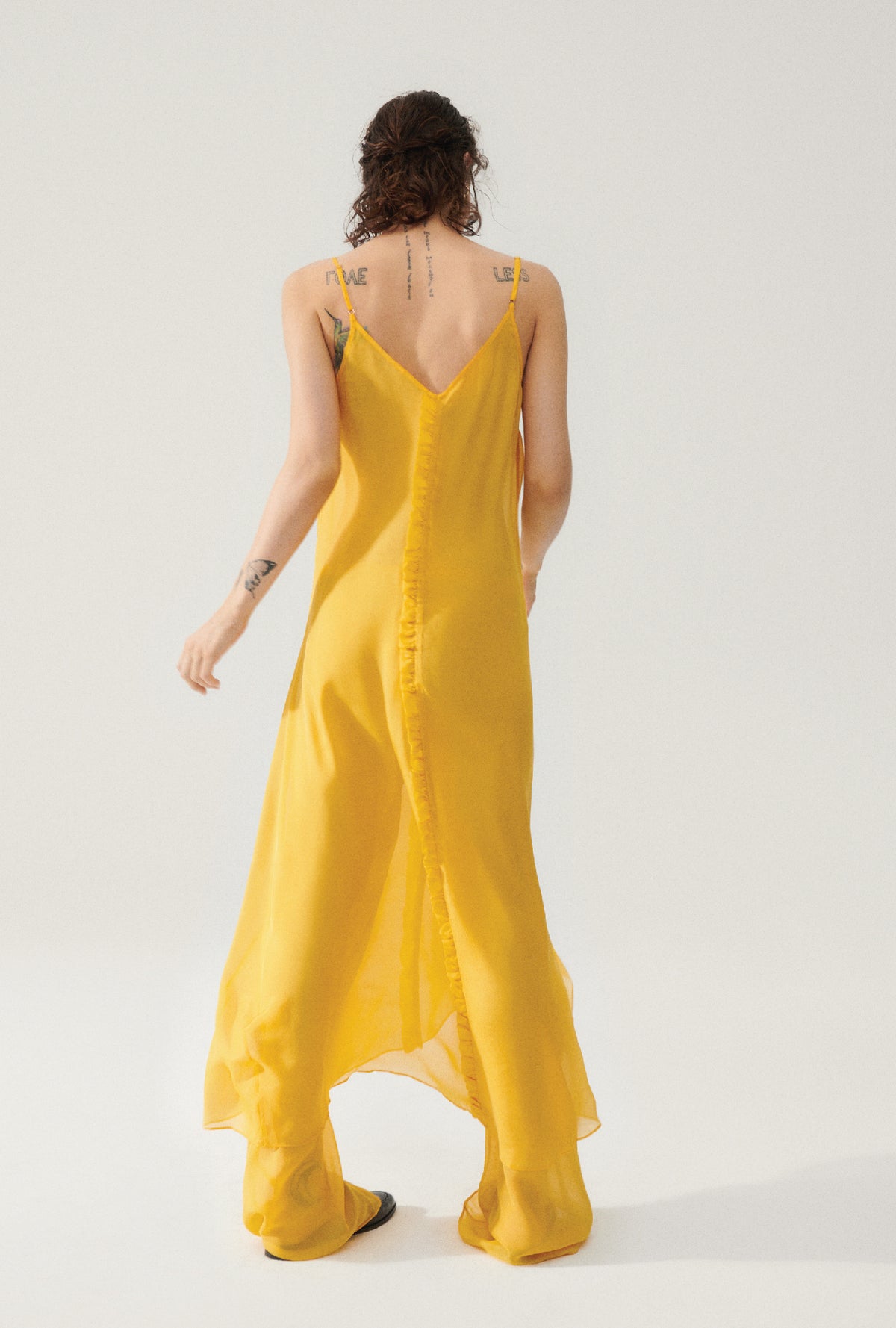 Robe Chiffon Toni à Volants Chardonneret