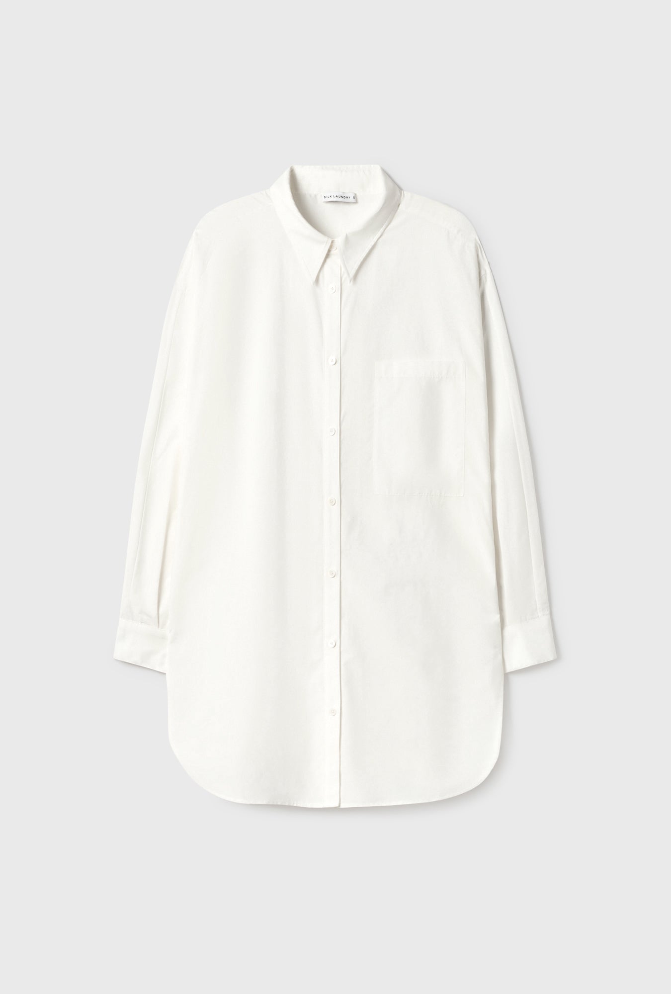 Chemise ronde en coton et soie blanche