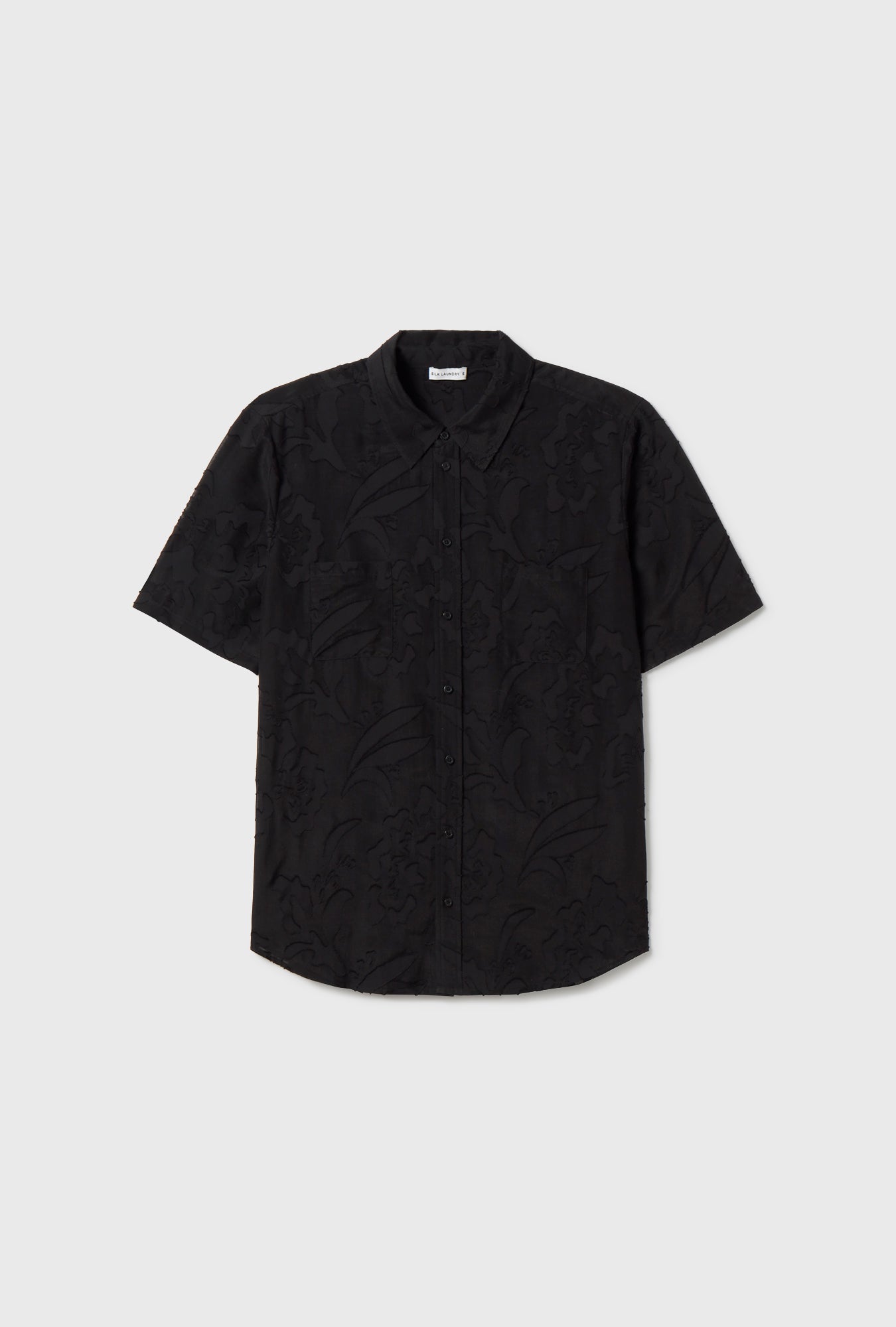 Chemise Boyfriend courte en soie à manches courtes Clip Tulipa noire