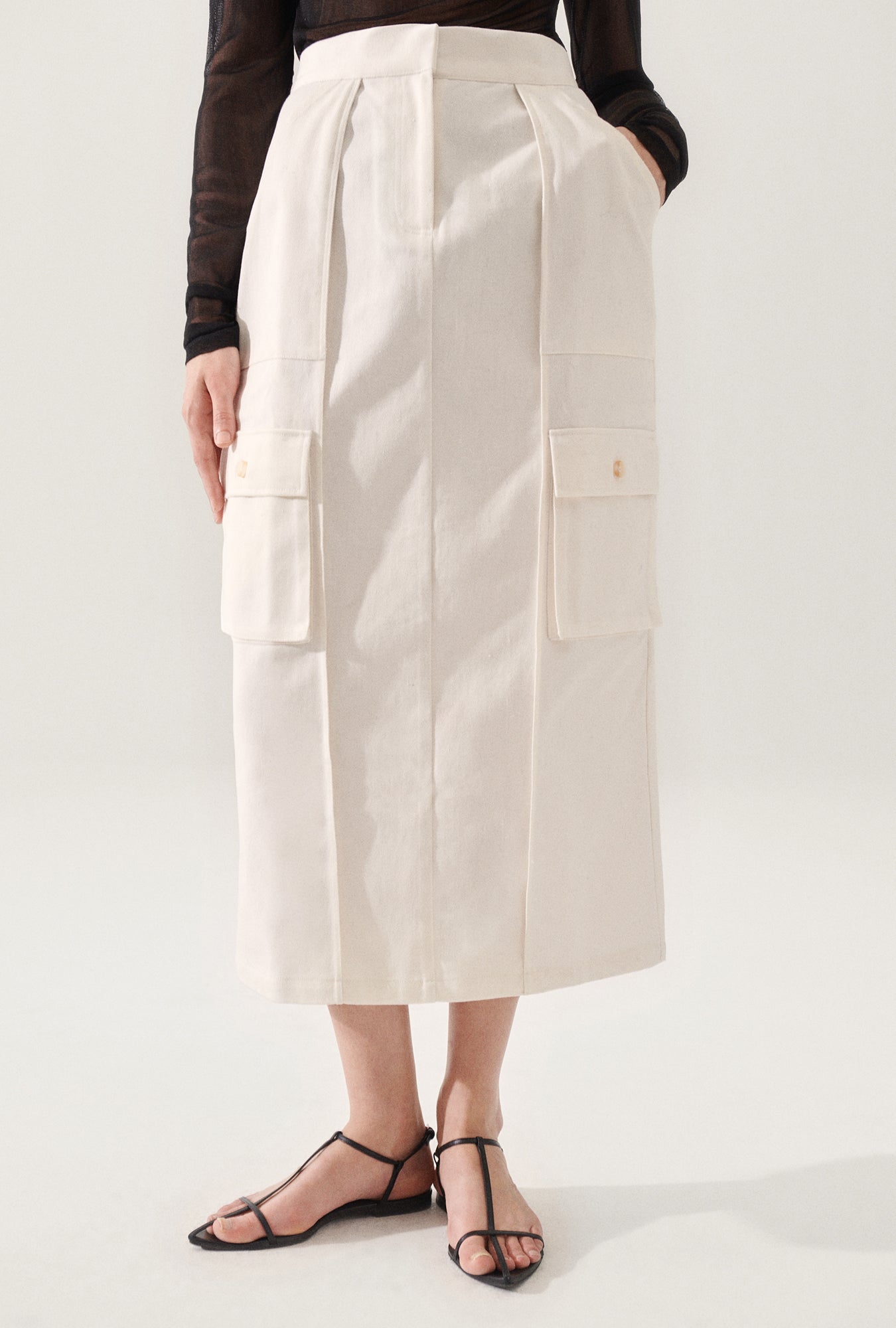 Jupe cargo en toile Naturel