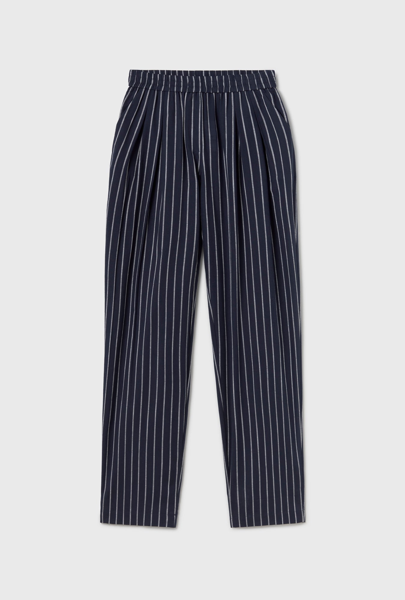 Pantalon ample en coton à rayures Egret