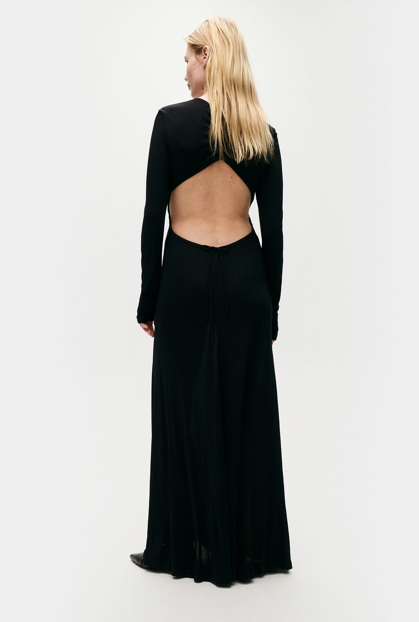 Robe décolleté modal en jersey noir