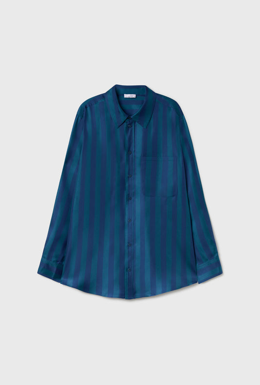 Chemise Boyfriend en sergé Bleu Abyssal