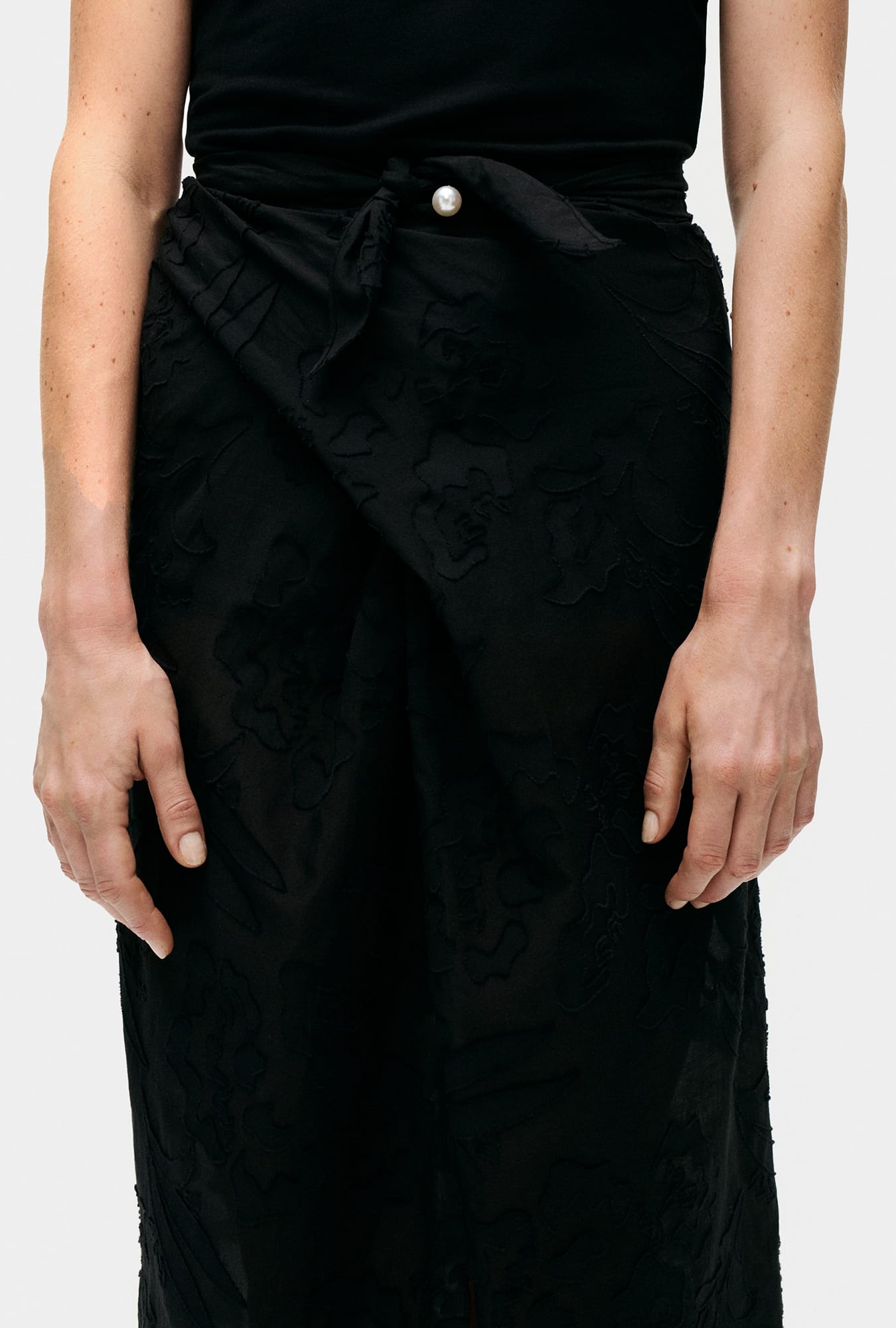 Clip Silk Wrap Skirt Tulipa Black
