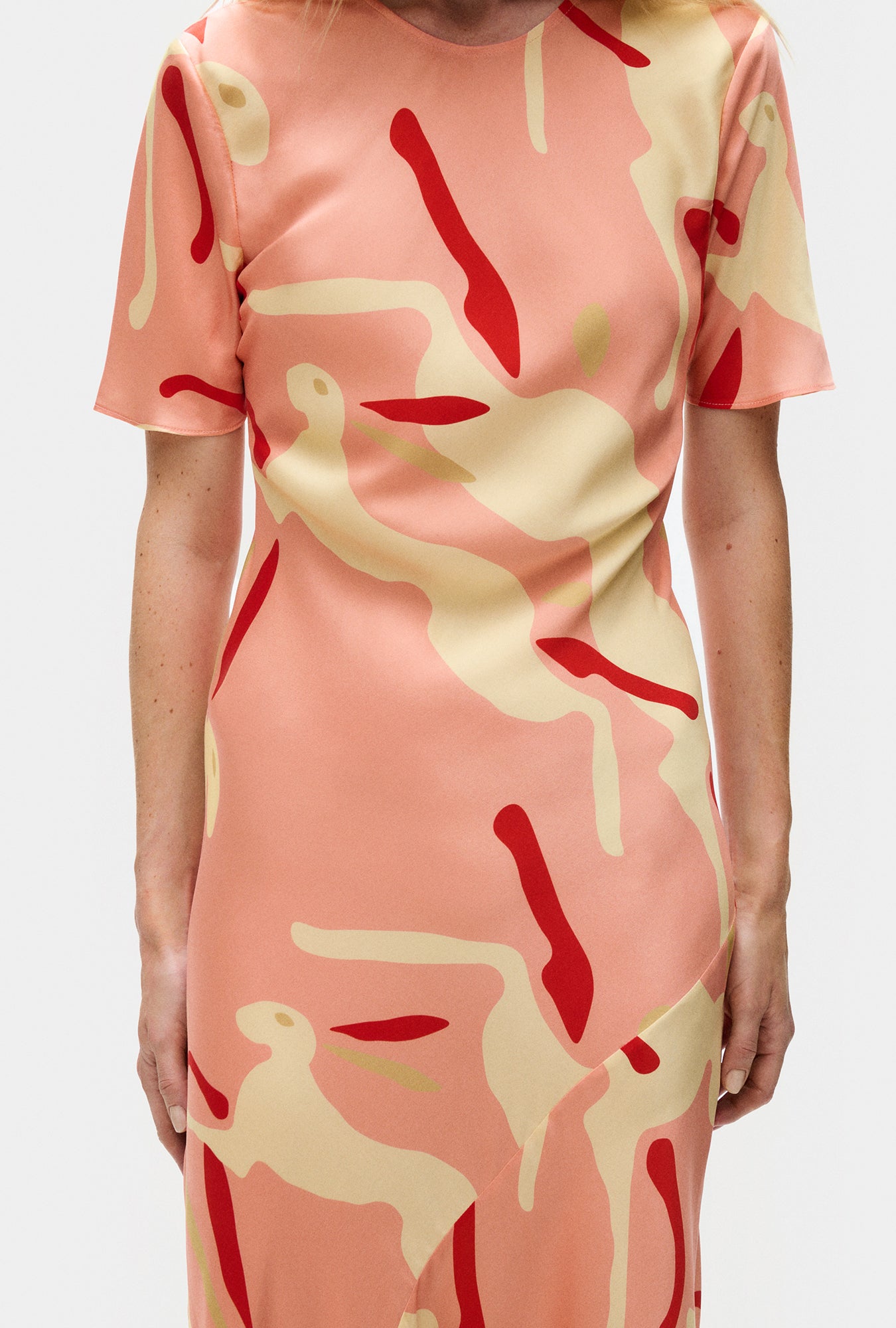 Robe biais manches courtes lapin amarante