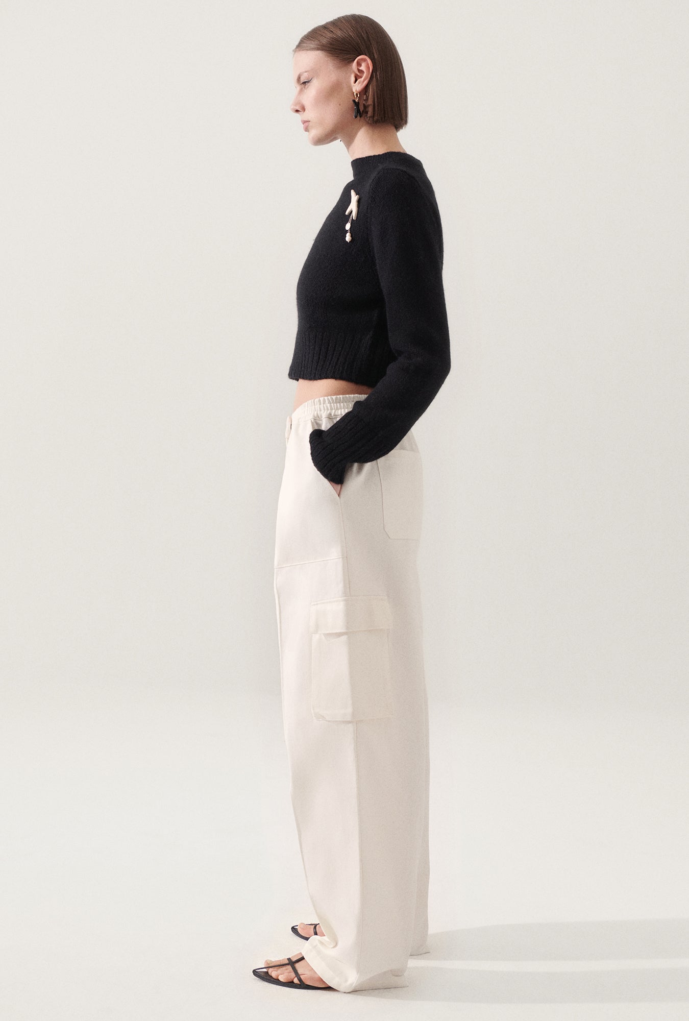 Pantalon cargo en toile Naturel