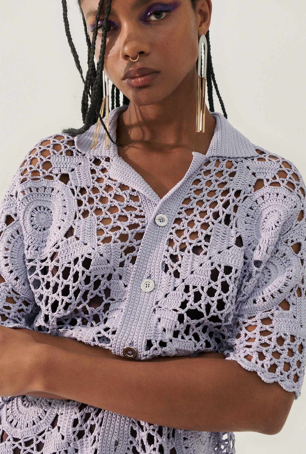 Crochet Grandpa Shirt Lavender