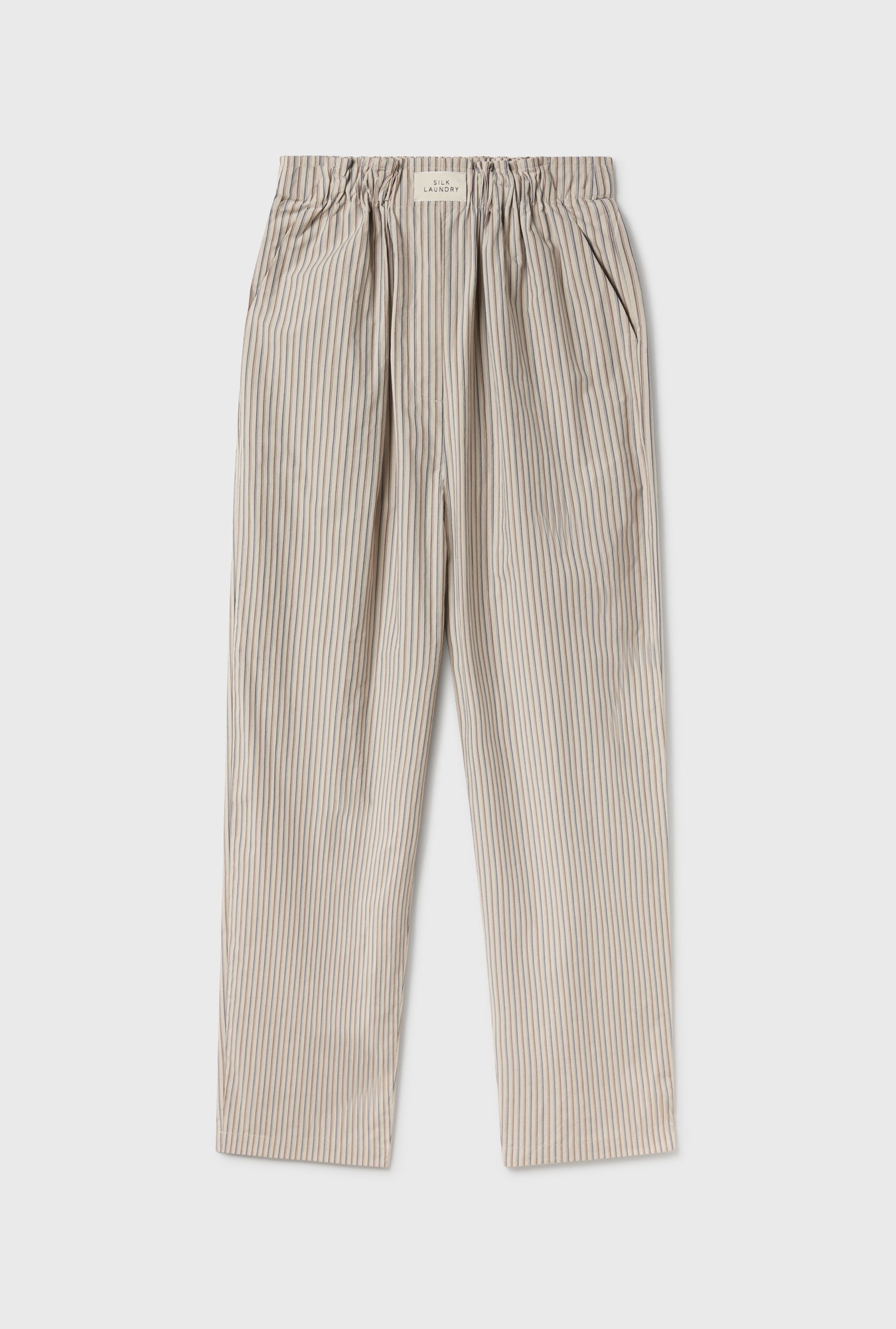 Pantalon en coton façon sac rayé ardoise