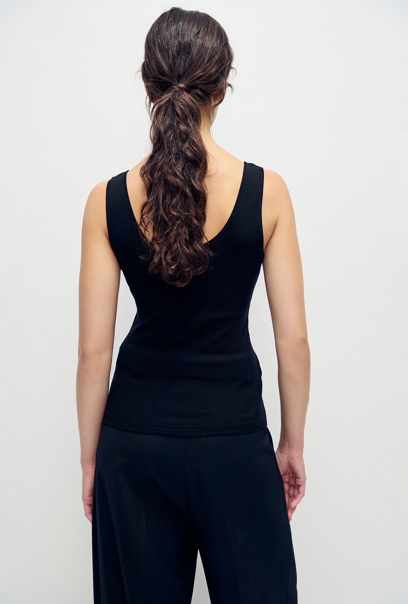Débardeur Henley en mérinos noir