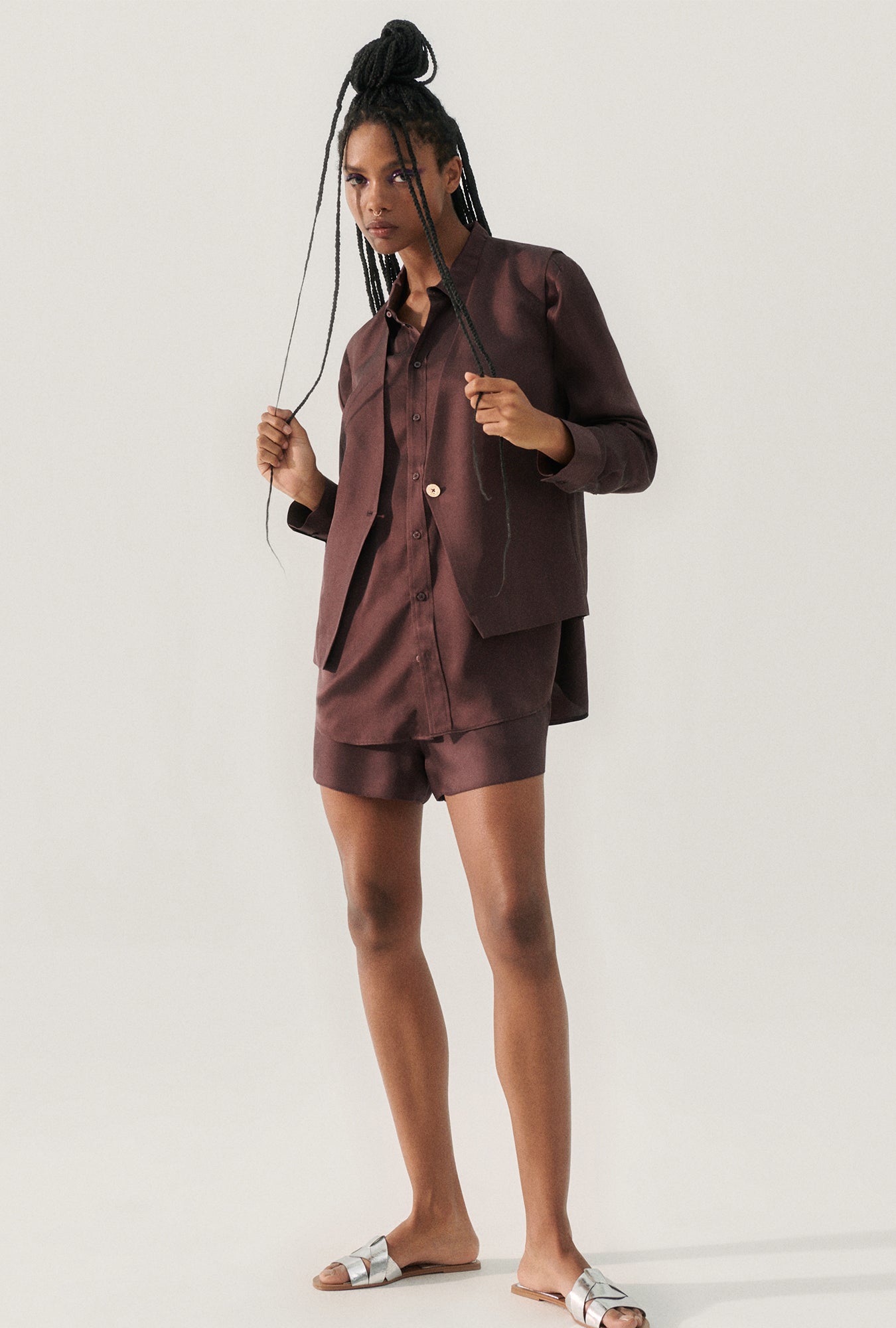 Gilet Ample en Twill Cacao