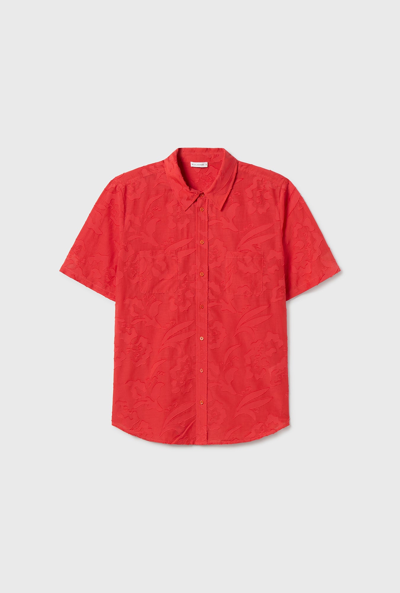 Chemise Boyfriend à manches courtes en soie à motif géranium