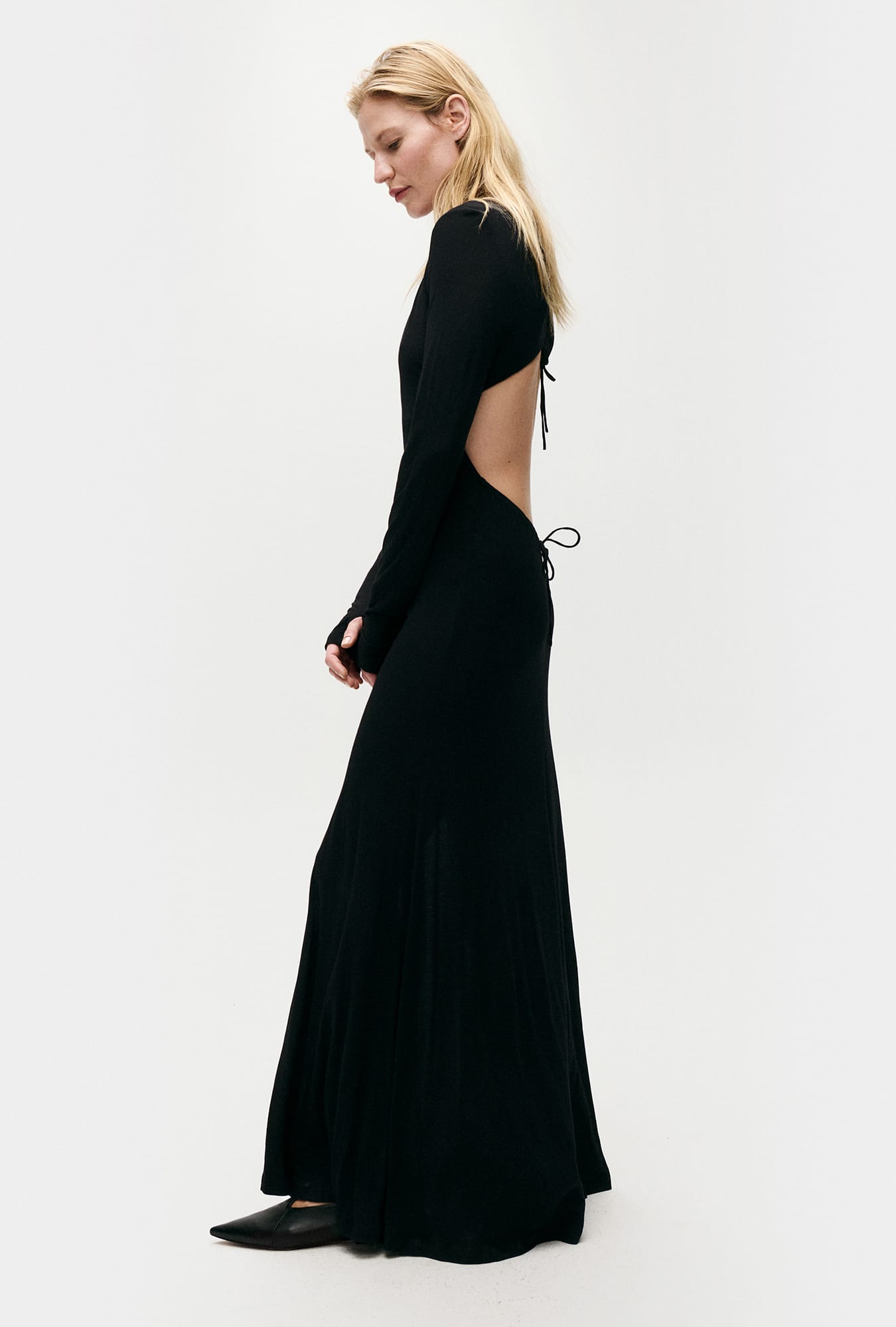 Robe décolleté modal en jersey noir