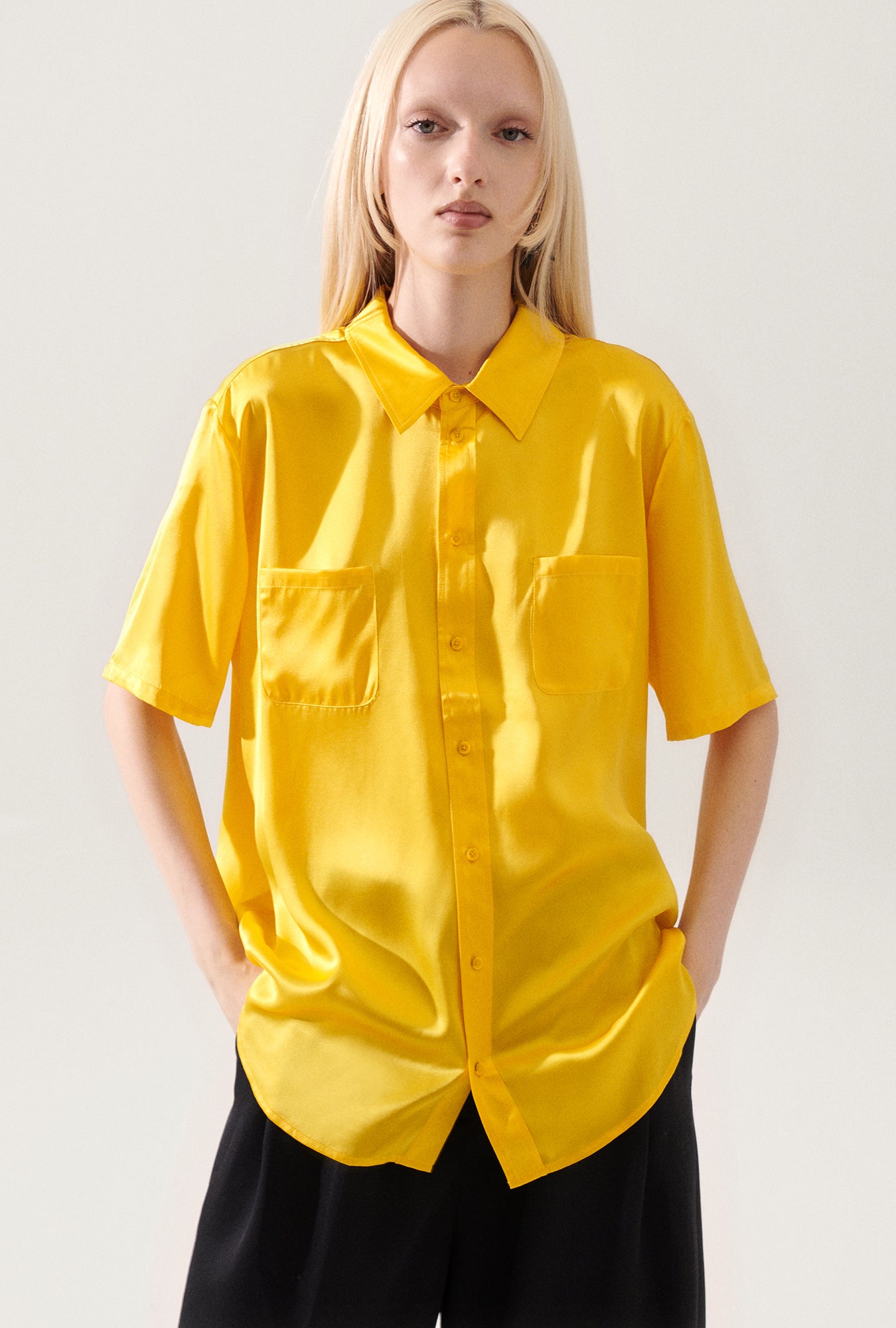 Chemise Boyfriend Manches Courtes Jaune Souci