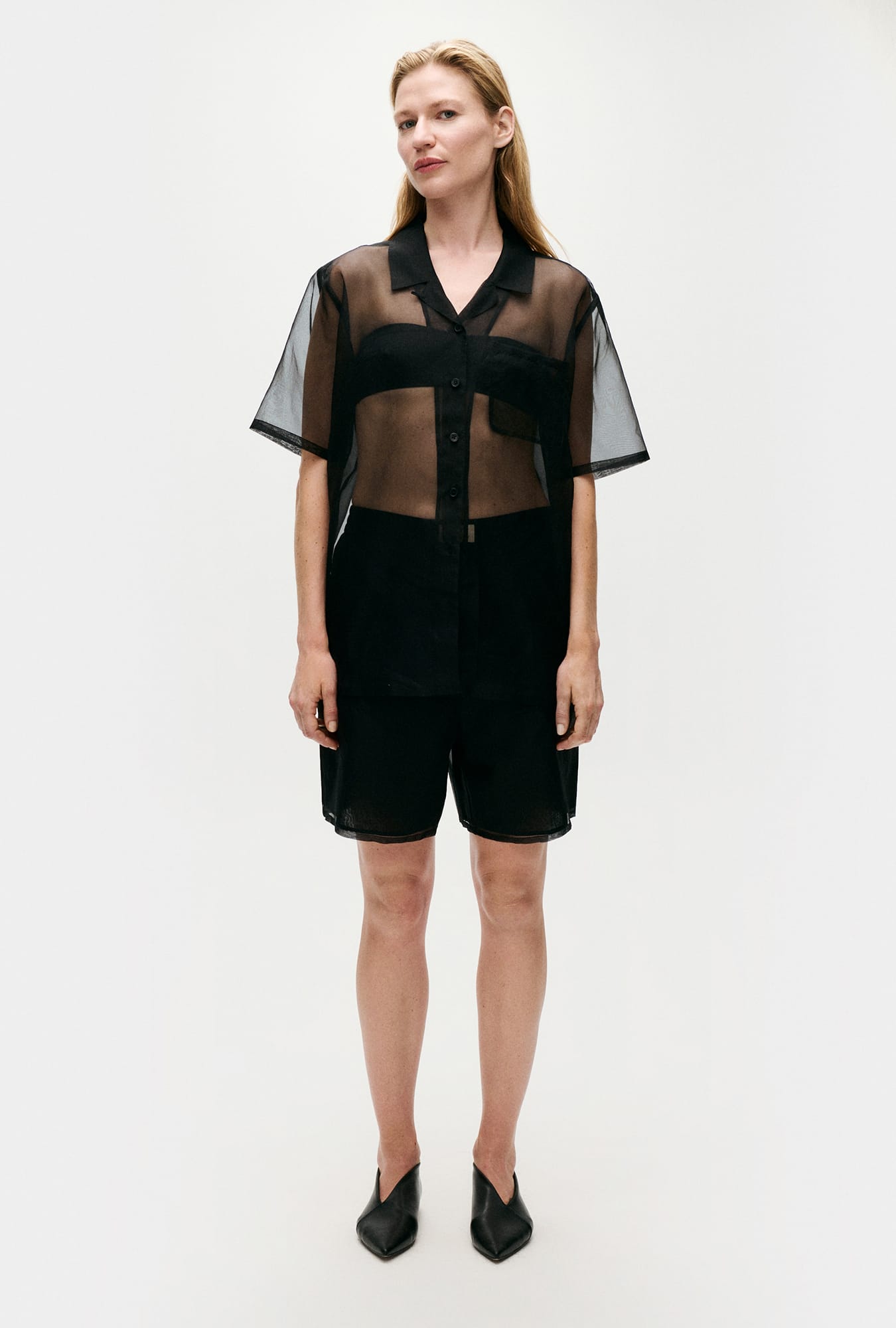 Chemise ample en organza noir