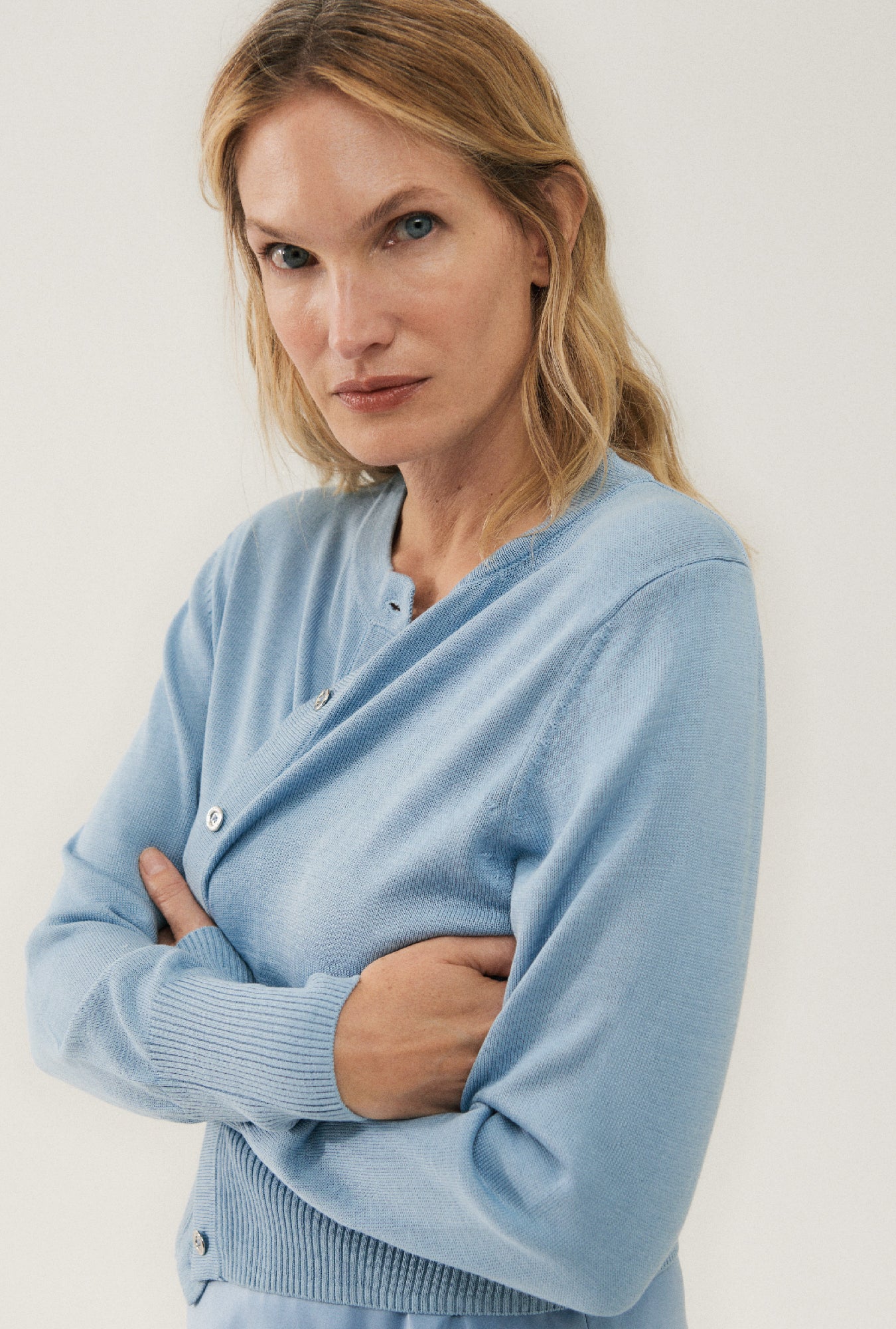 Cardigan court bleu ciel