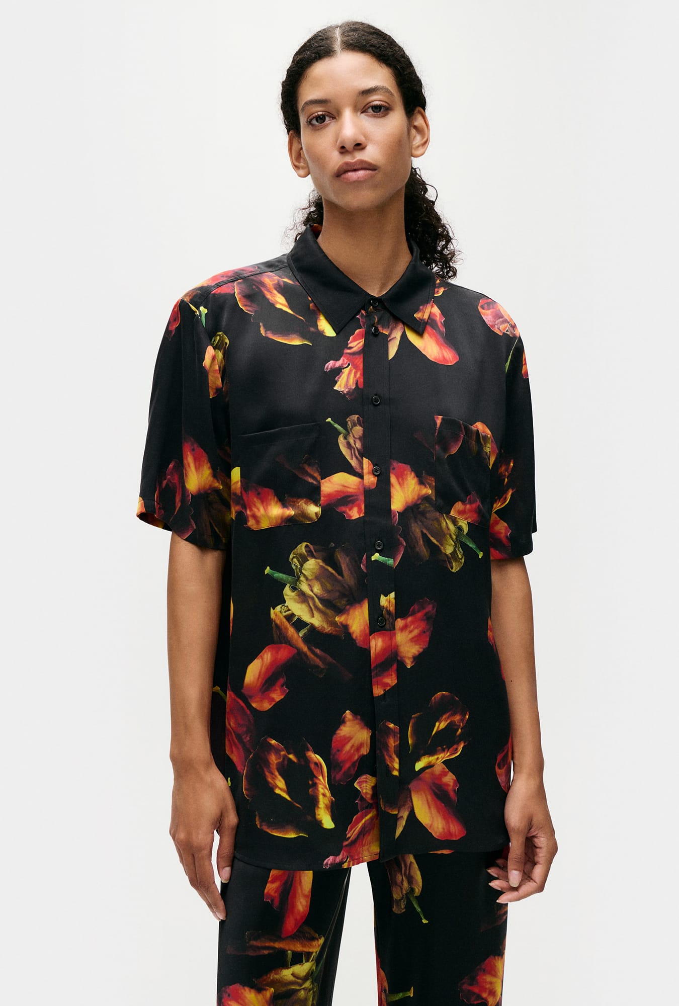 Short Sleeve Boyfriend Shirt Tulipa Black