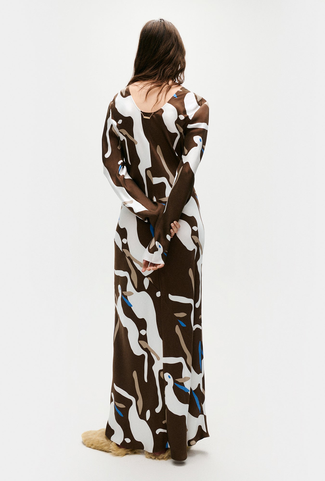 Robe biaisée à manches longues Rabbit Dark Earth