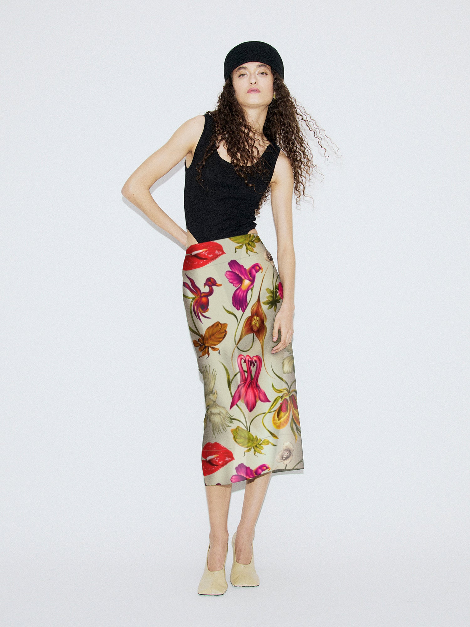 Jupe en coton et soie motif « Wonderland »