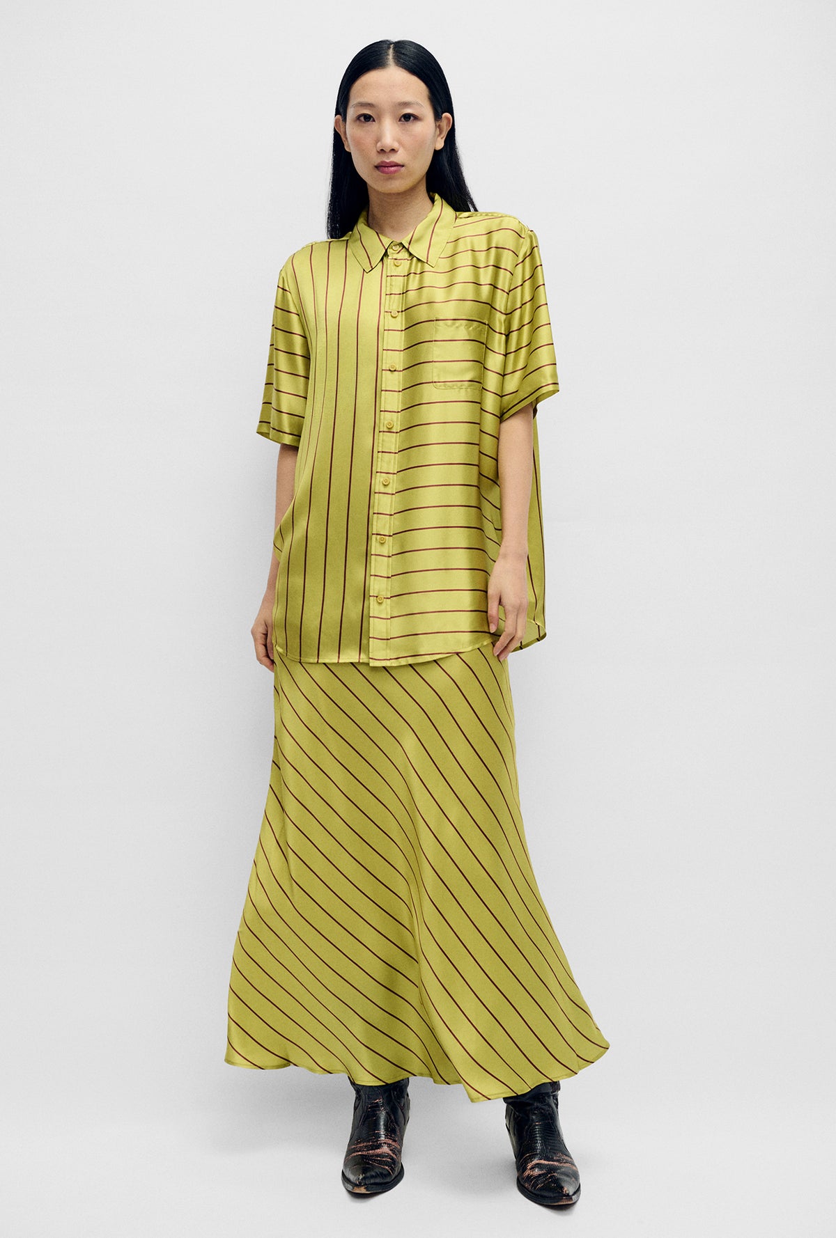 Chemise Boyfriend Manches Courtes Rayures Cactus