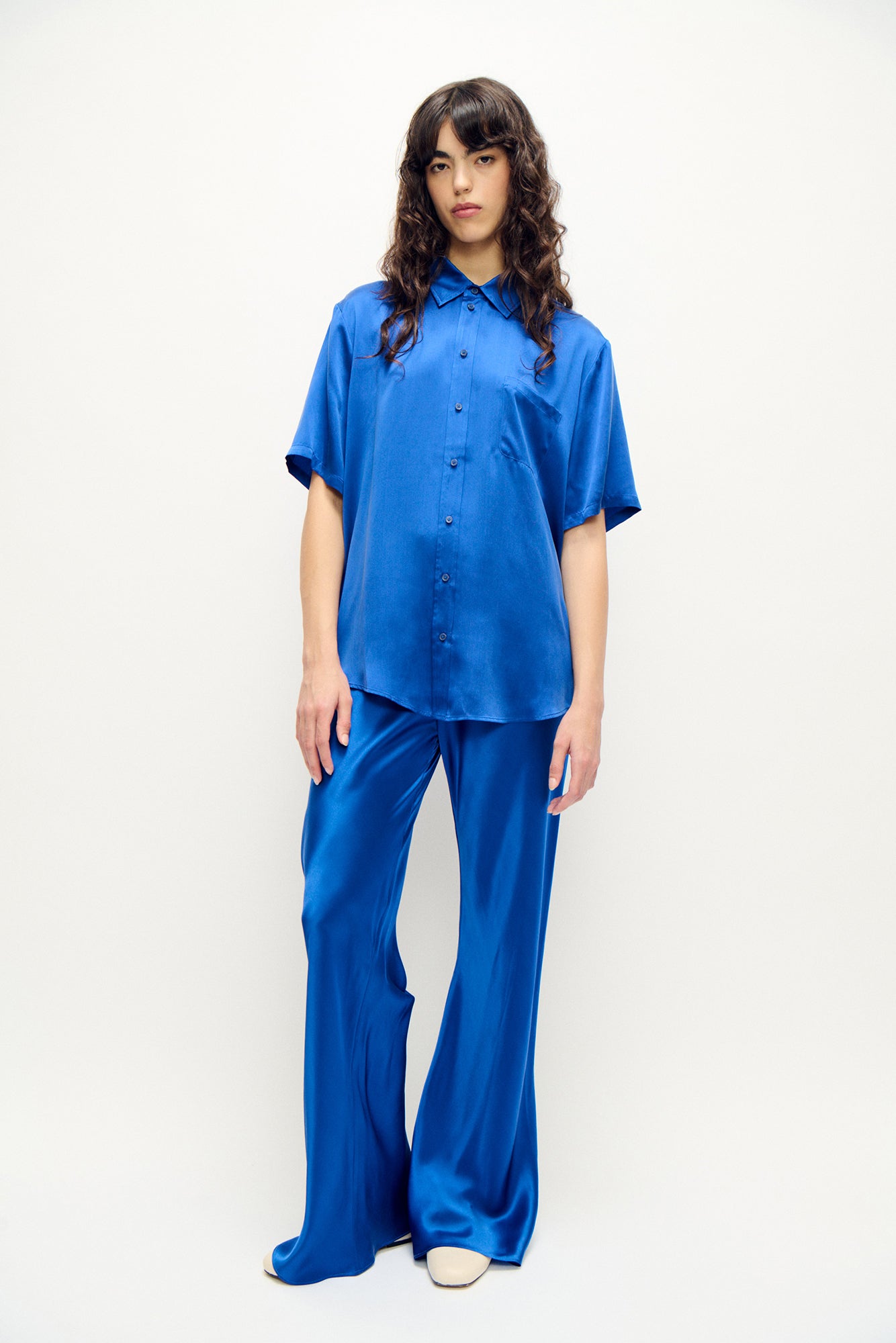 Chemise Boyfriend Manches Courtes Wedgwood