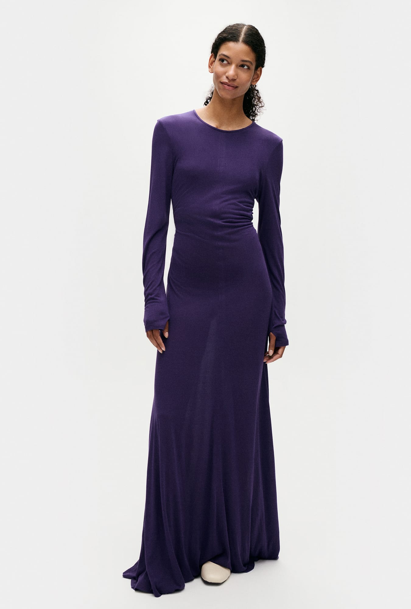 Robe cache-cœur en jersey modal couleur morelle