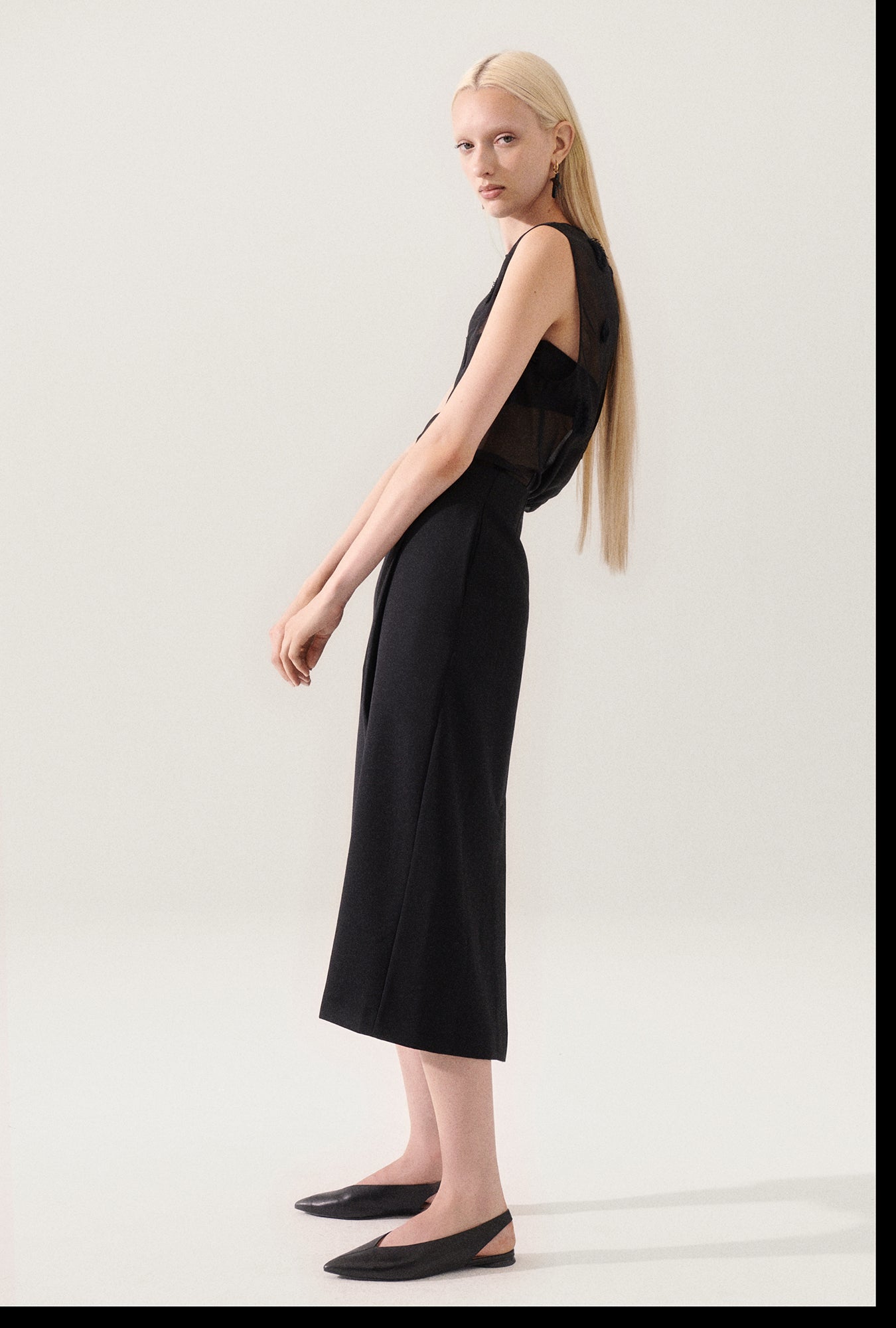 Jupe portefeuille en laine noire