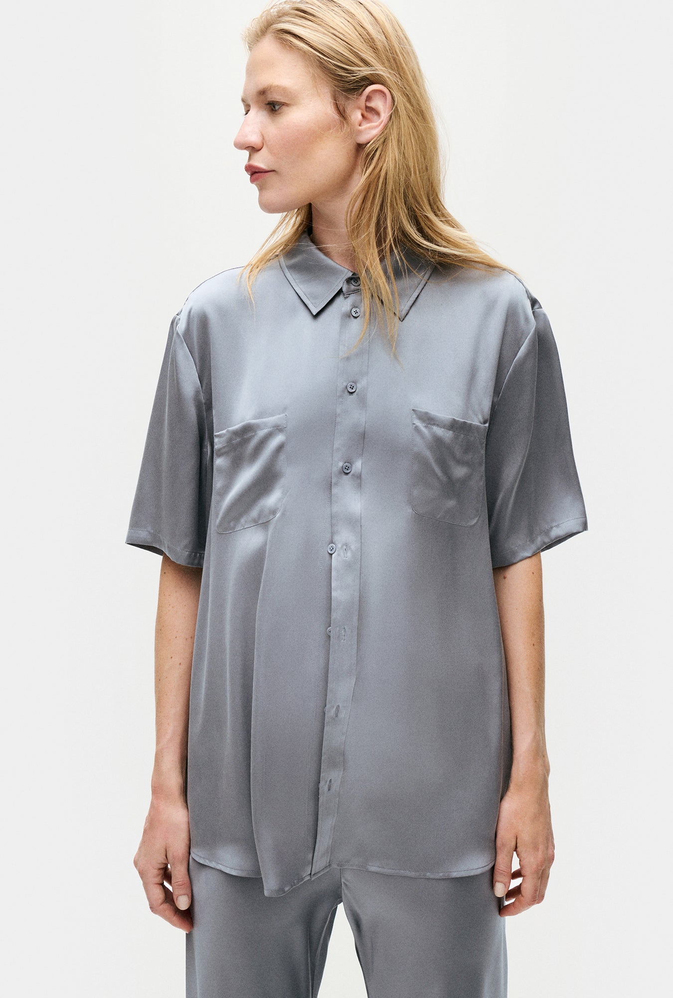 Chemise courte coupe boyfriend coloris Storm