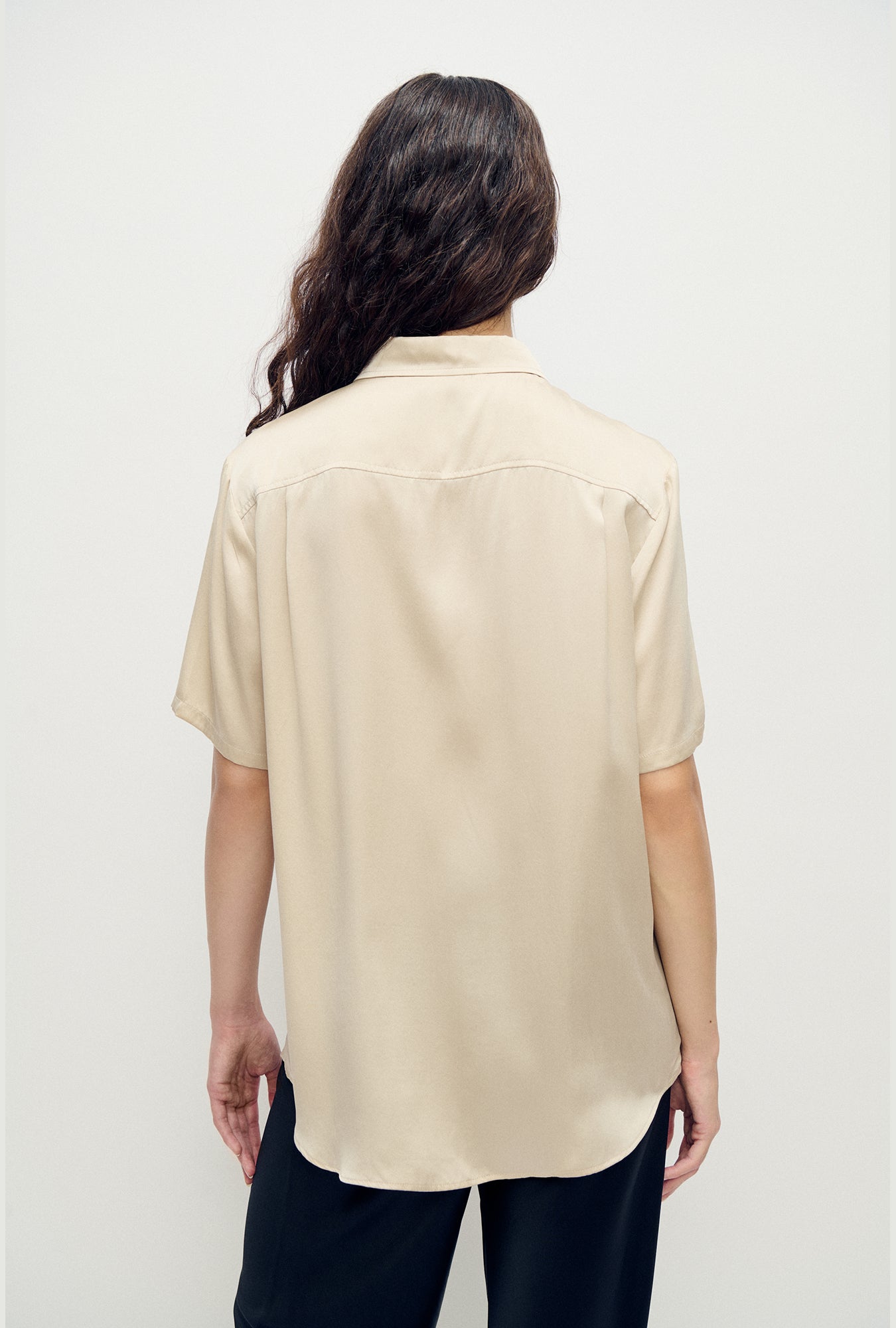Chemise Boyfriend Manches Courtes Noisette