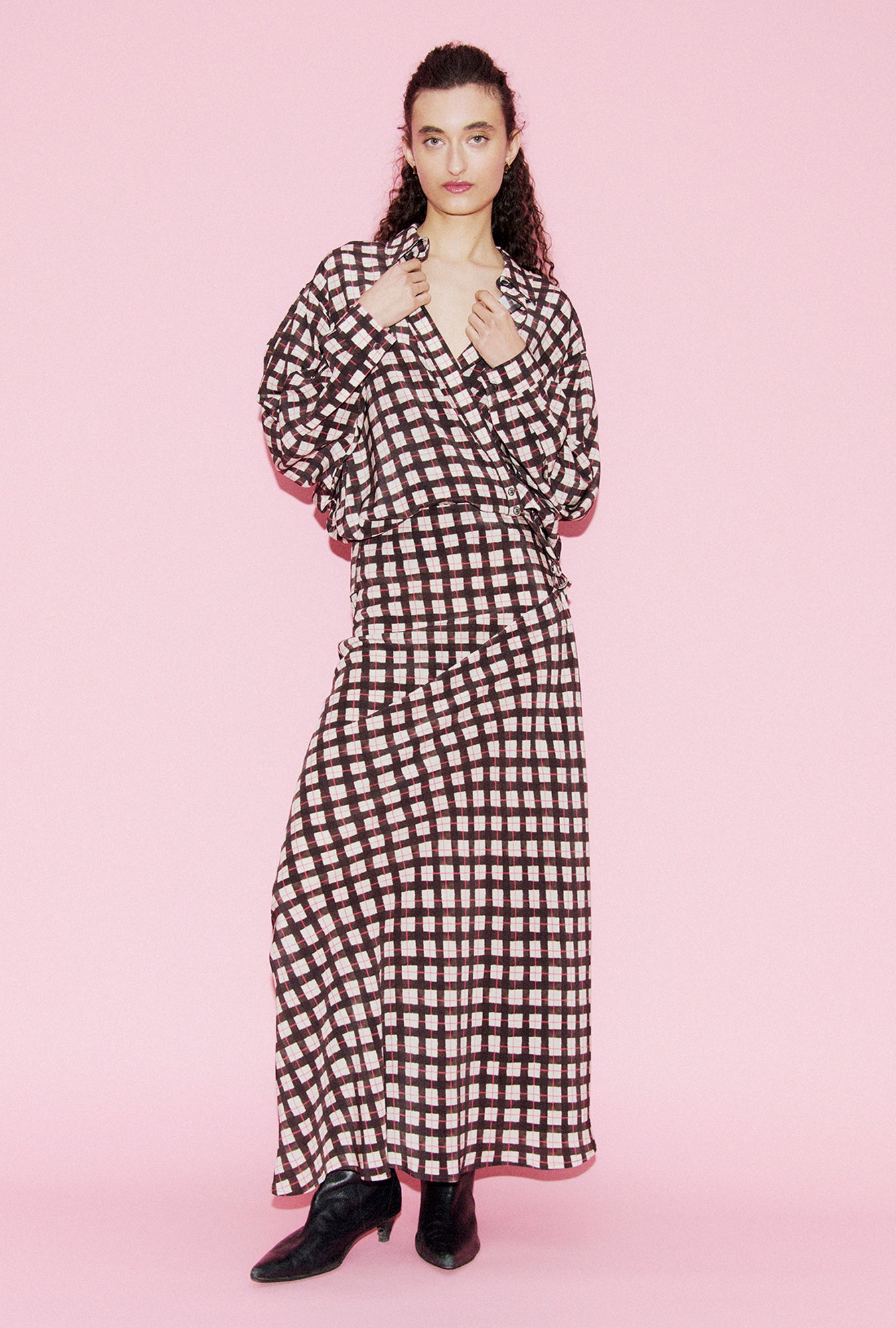 Jupe longue biais CDC Gingham Luna
