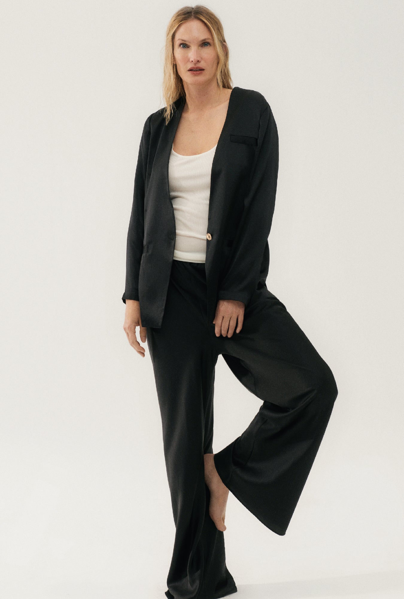 Blazer sans col noir