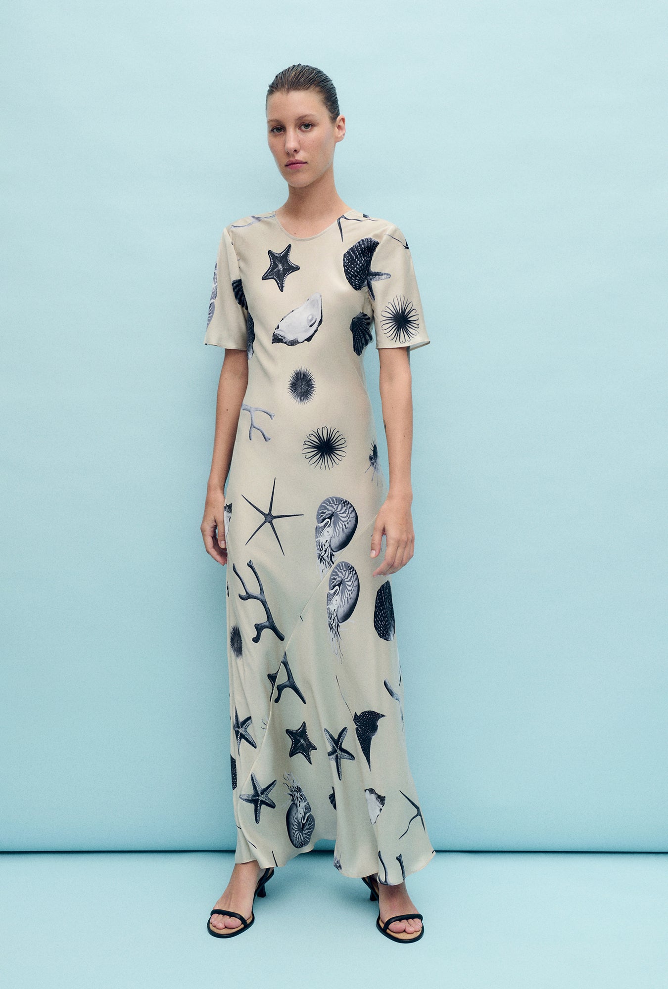 Robe biais manches courtes Coquillages