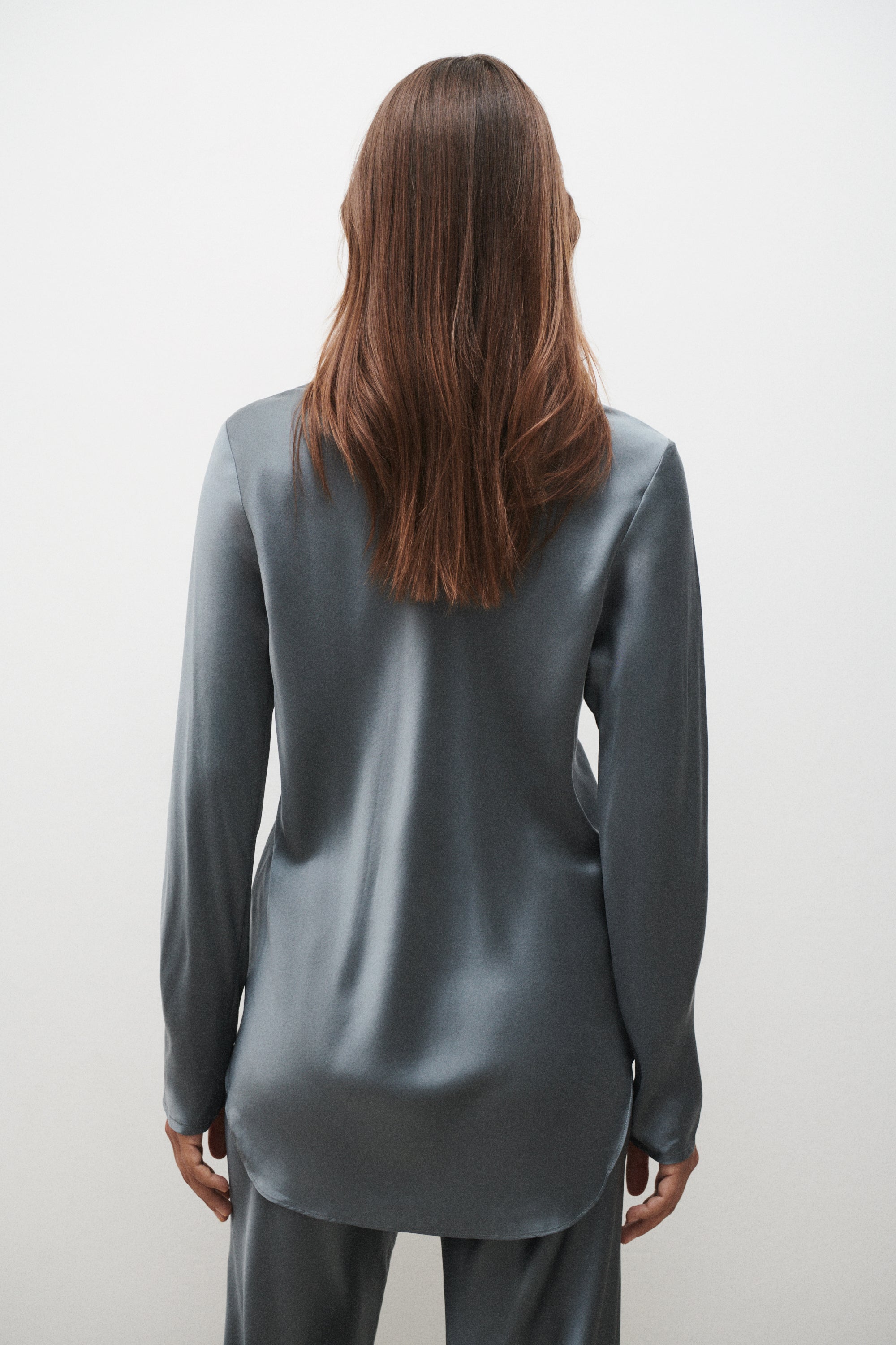 Chemise coupe en biais ardoise