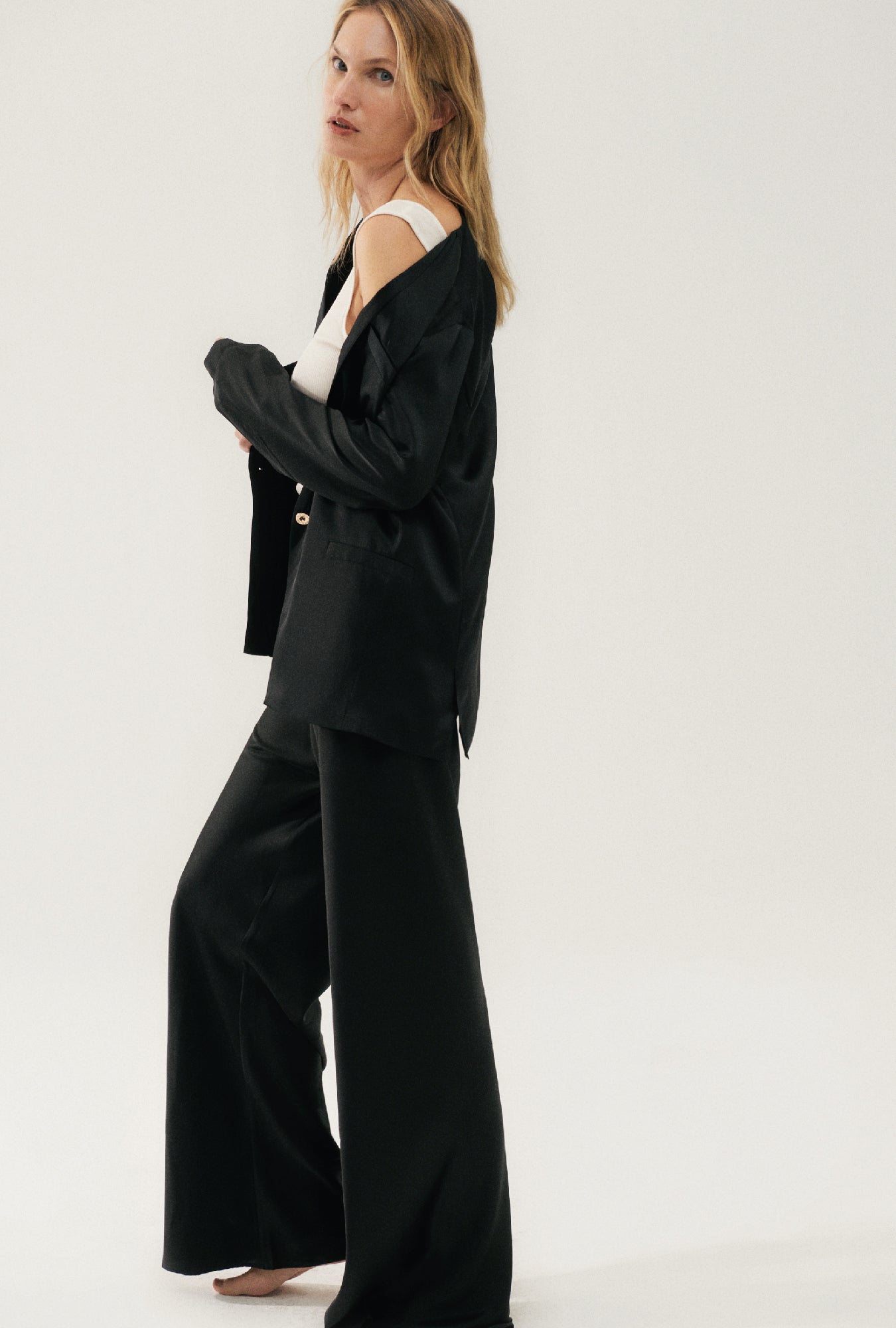 Collarless Blazer Black