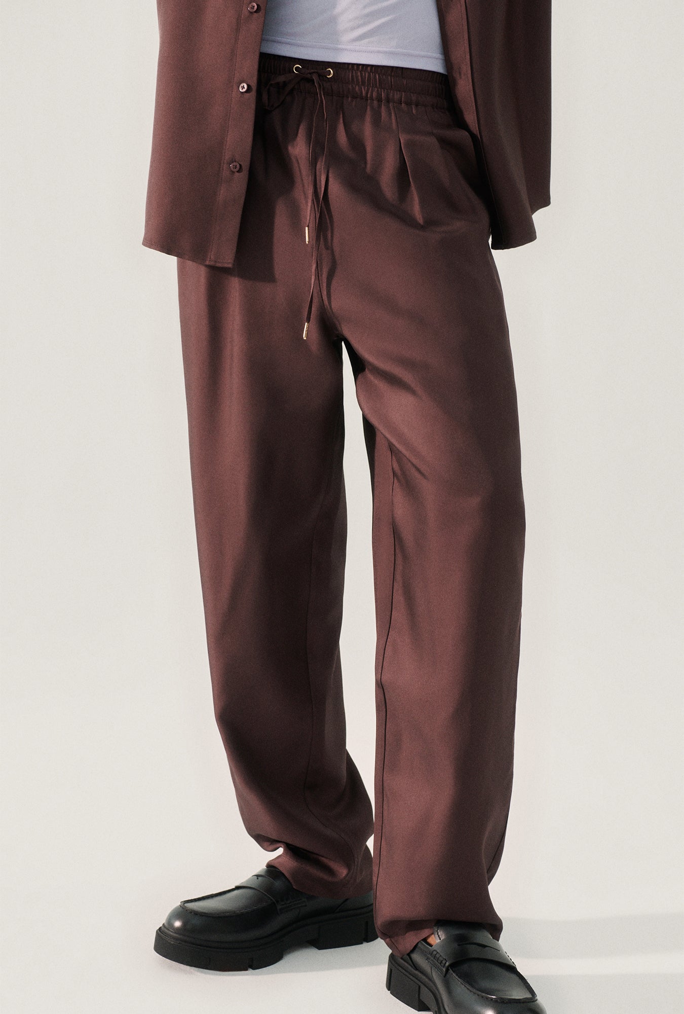 Pantalon ample en sergé Cacao