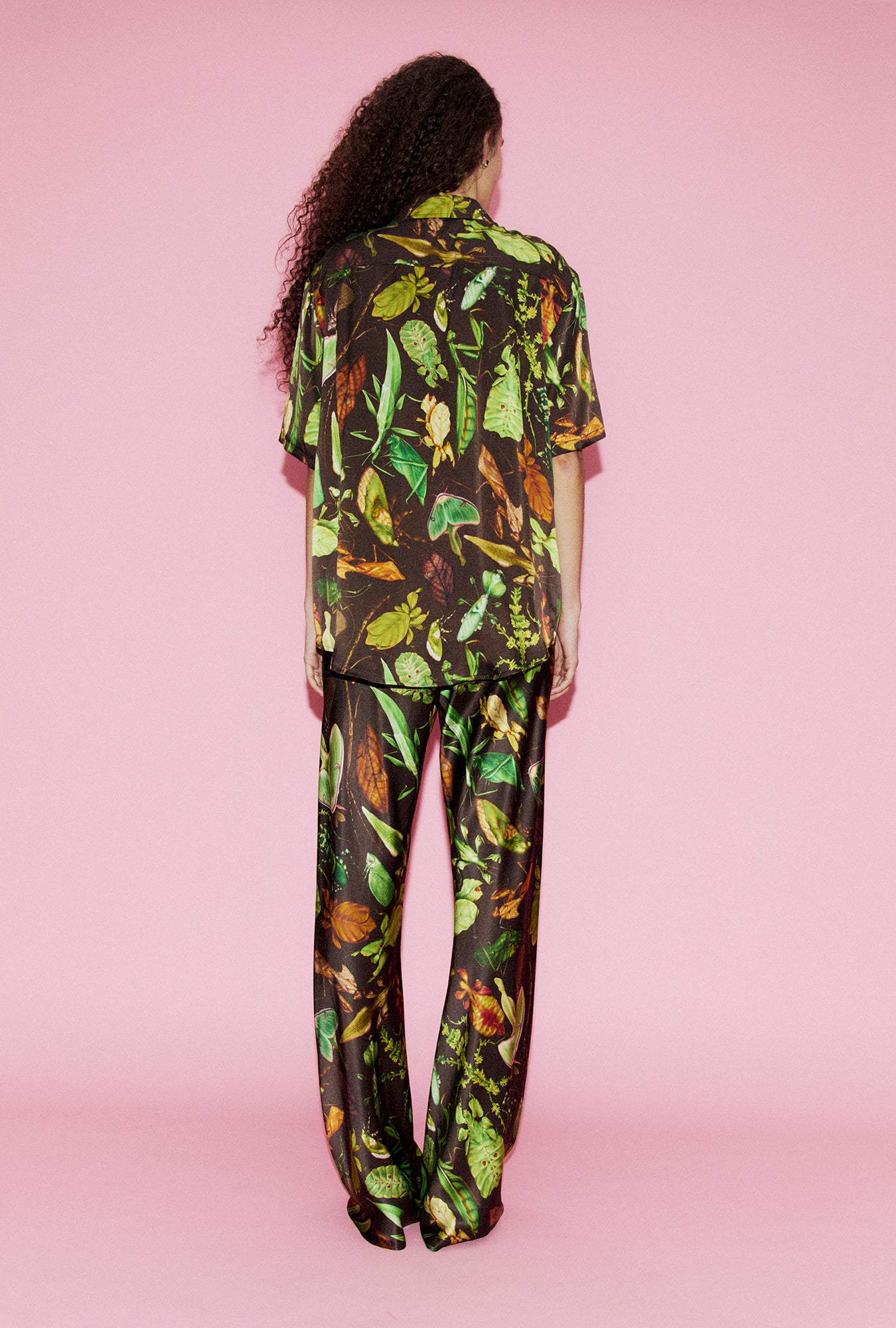 Chemise Boyfriend à Manches Courtes Imprimé Camouflage Insectes