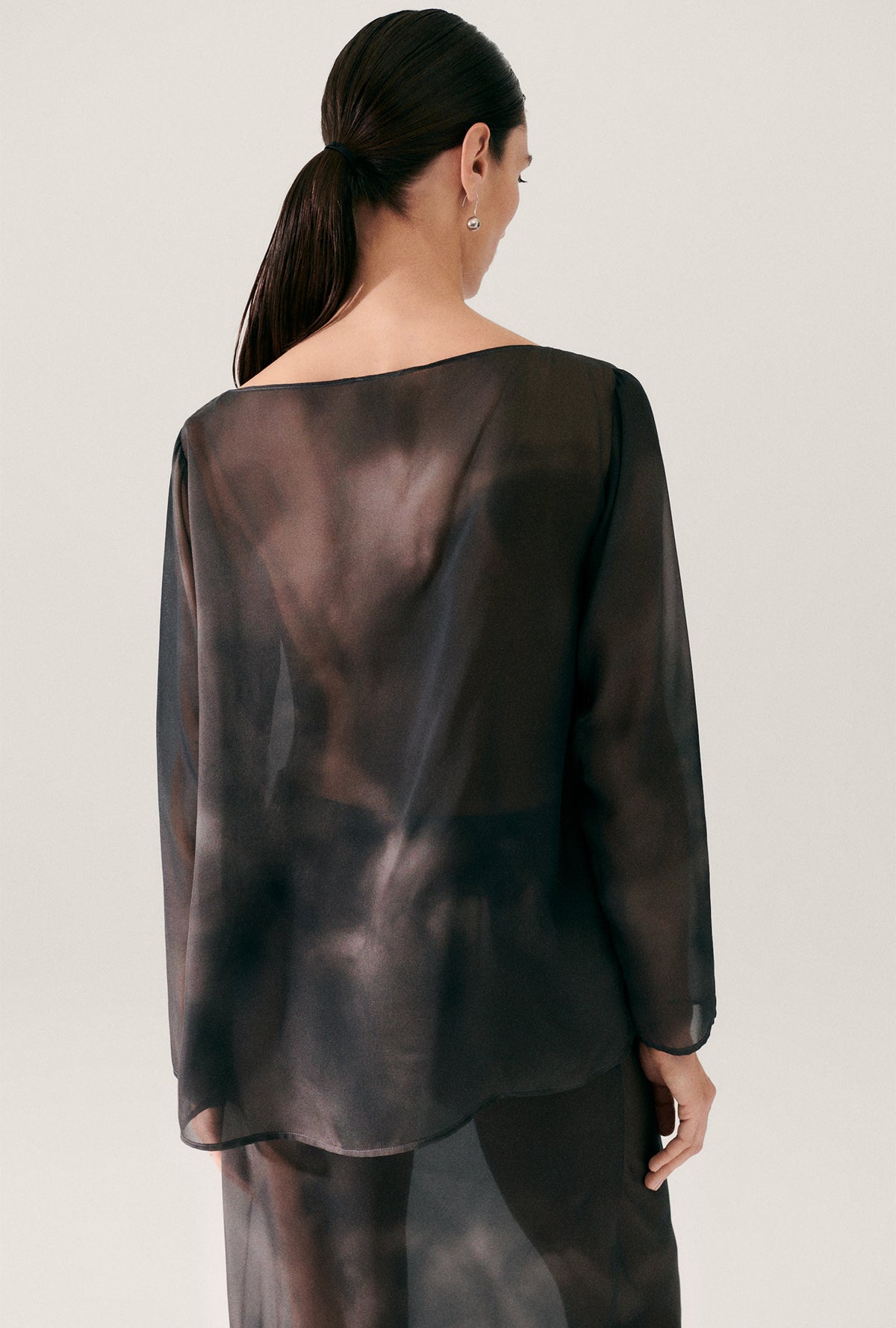 CHIFFON AUDREY TOP SMOKE 