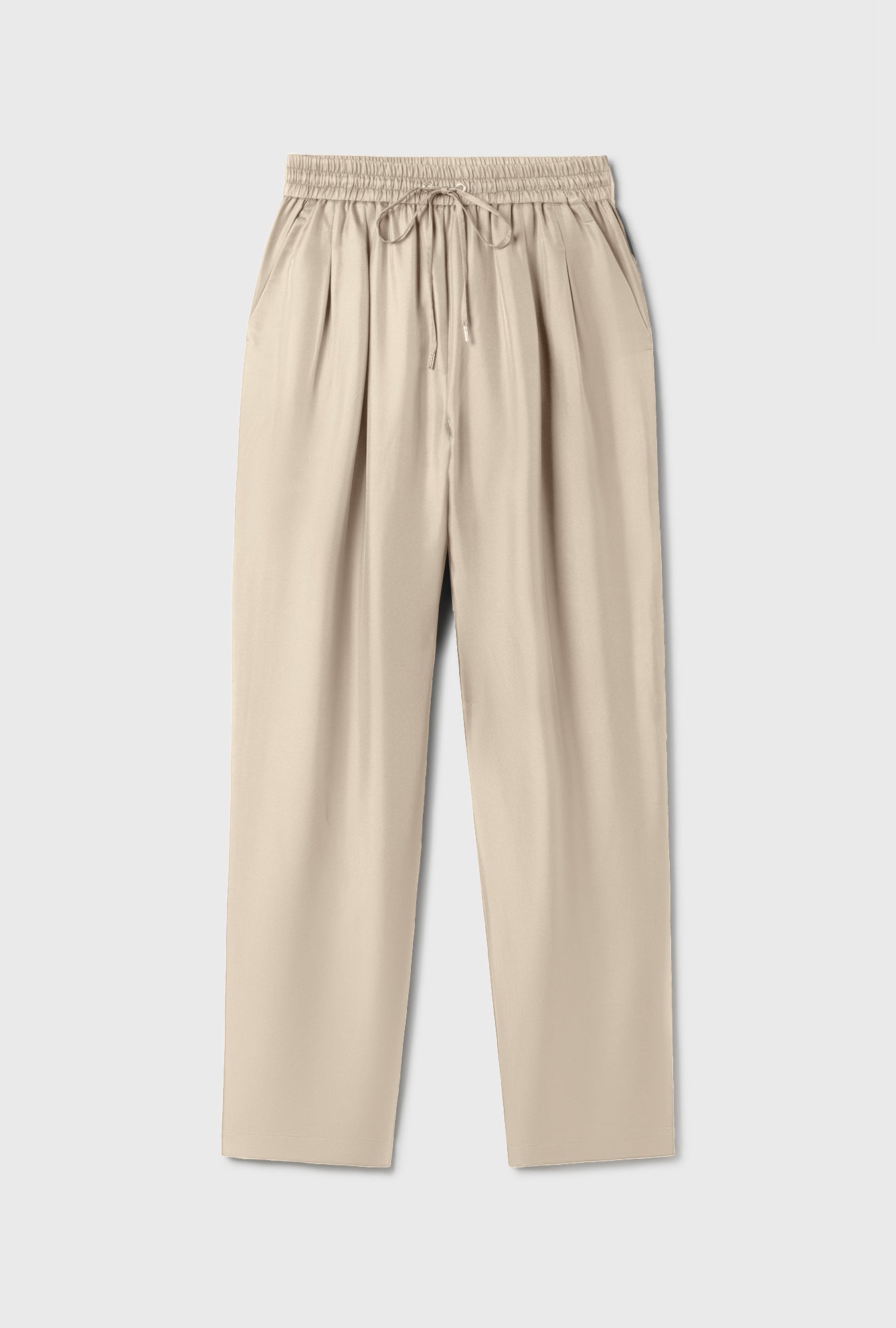Pantalon ample en sergé noisette