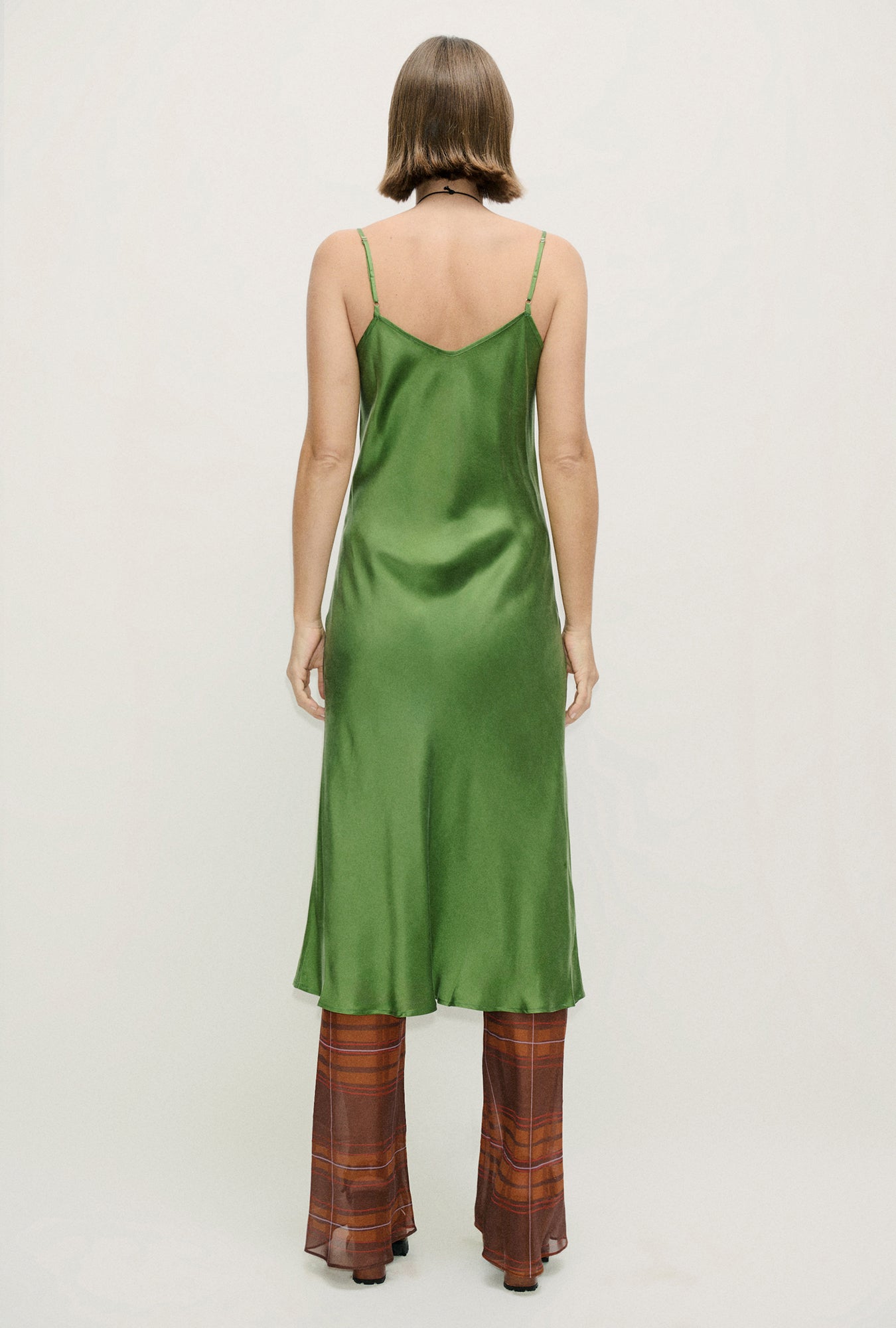 Pantalon en mousseline de soie coupe en biais à motif quadrillé Root
