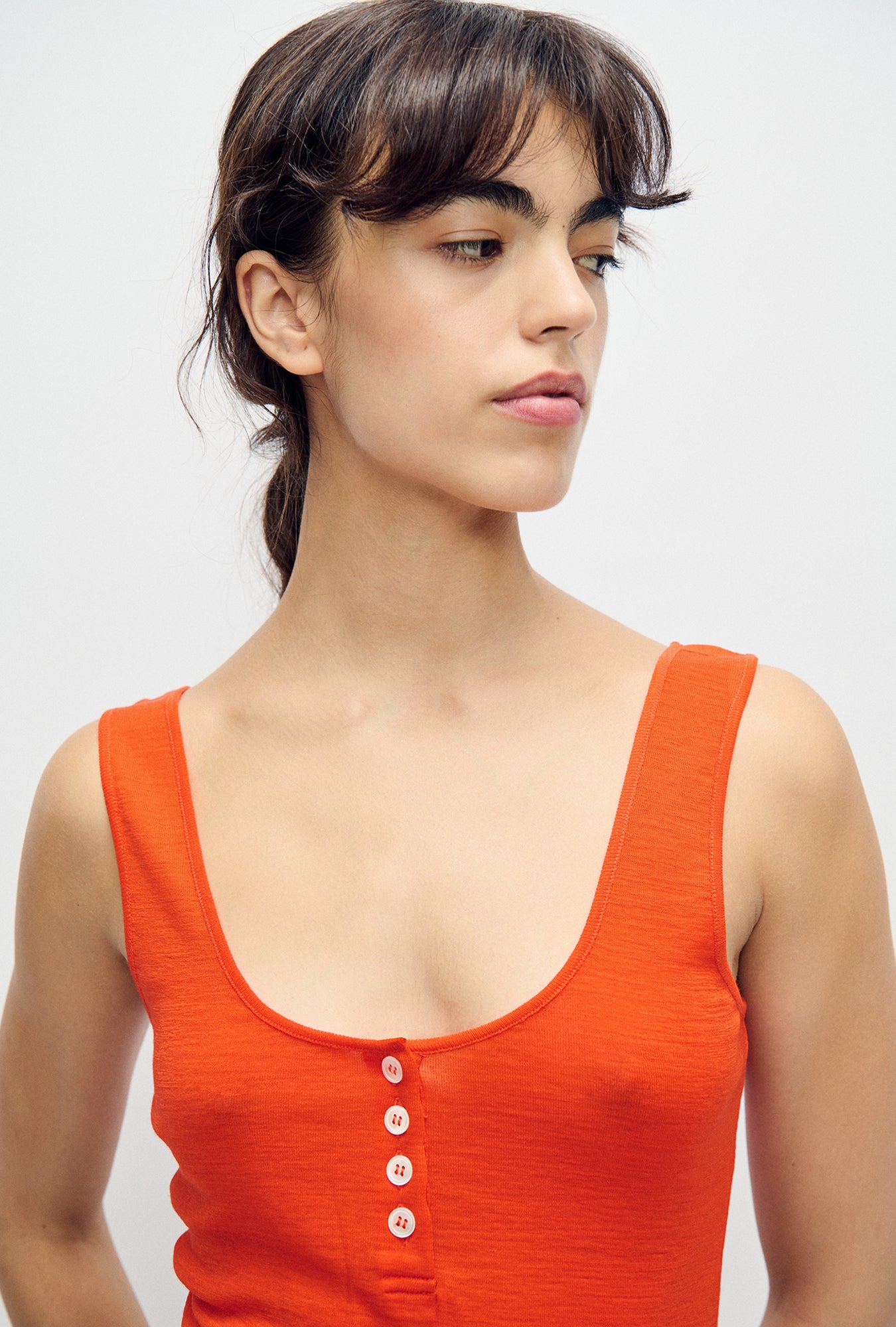 Débardeur Henley en mérinos - Sunset