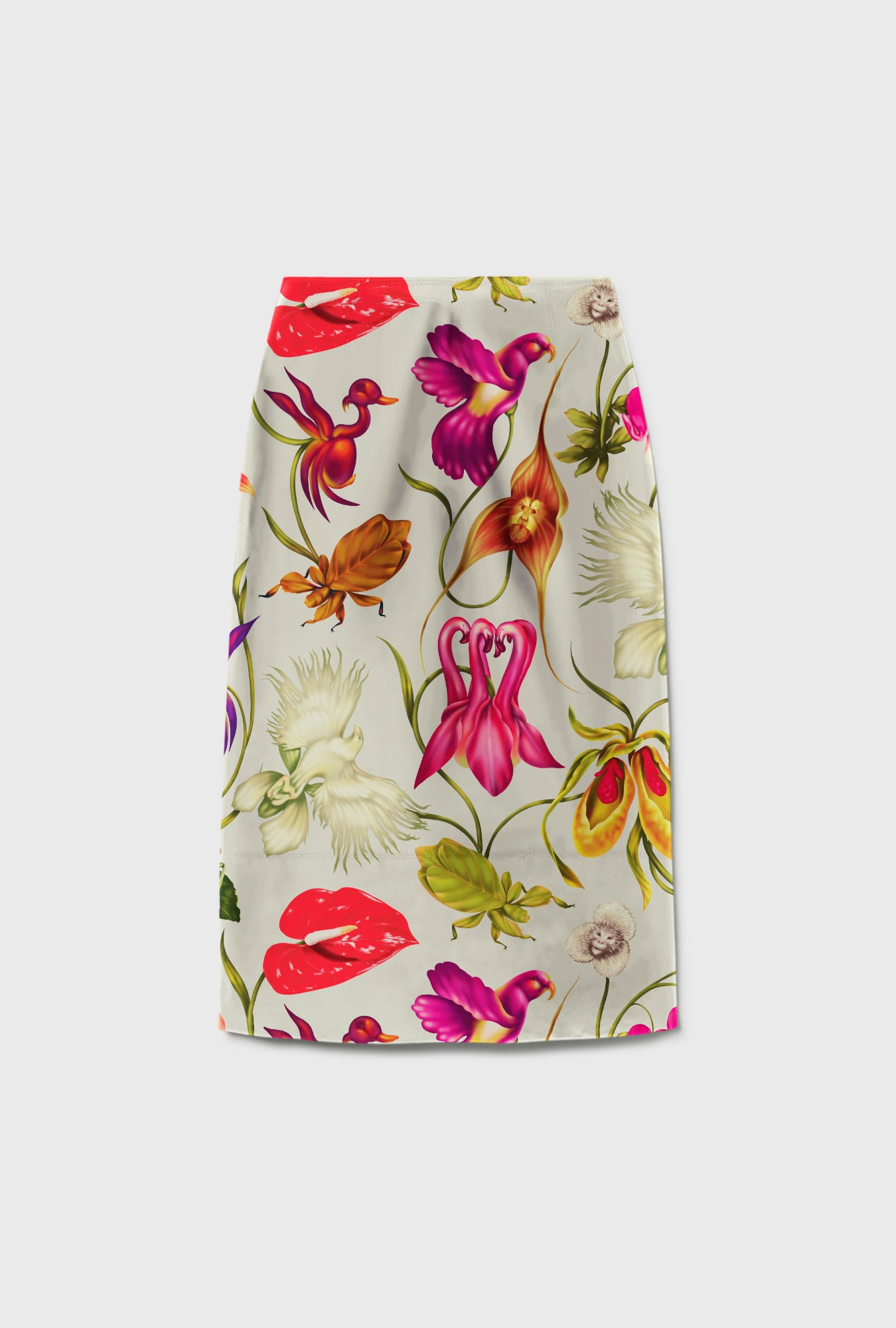 Jupe en coton et soie motif « Wonderland »
