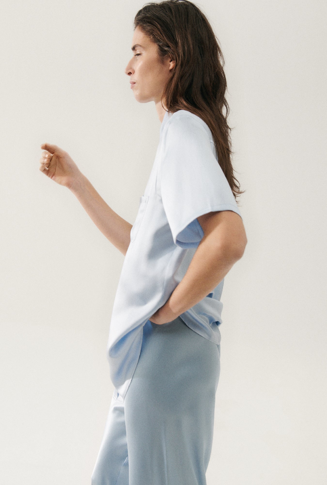 Chemise Boyfriend Manches Courtes Ciel