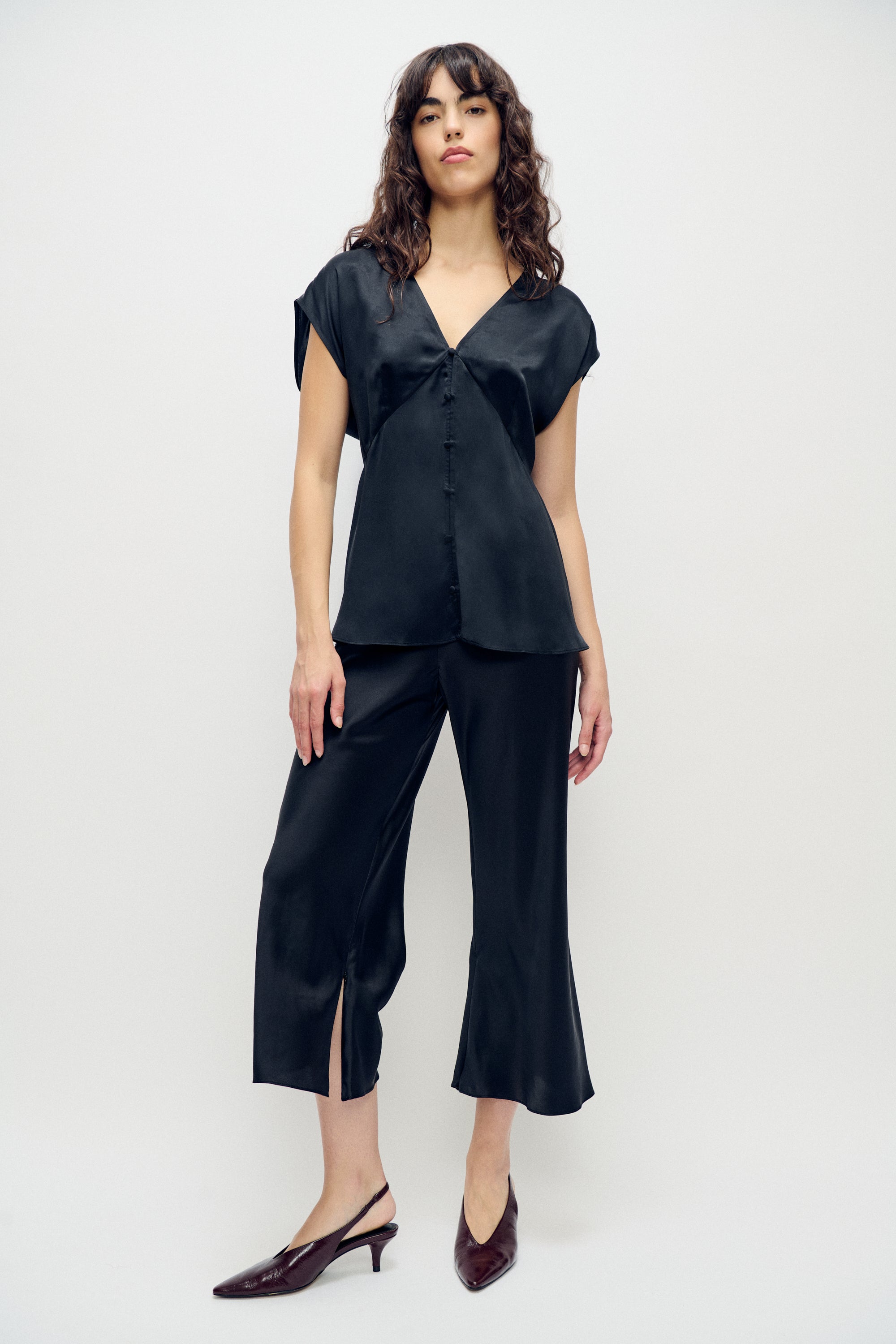 Pantalon court biais noir