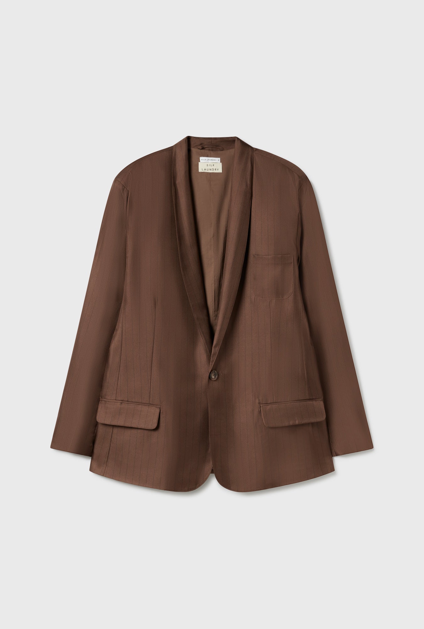 Blazer en sergé Miami à fines rayures Terre Foncée
