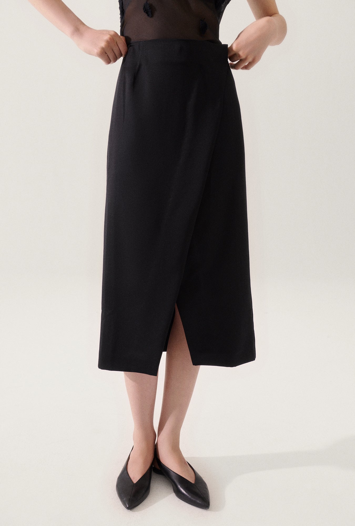 Wool Wrap Skirt Black
