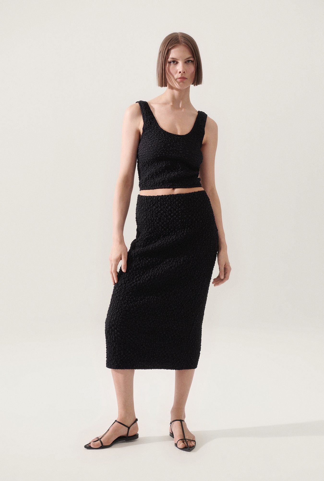 Haut court camisole noir Popcorn