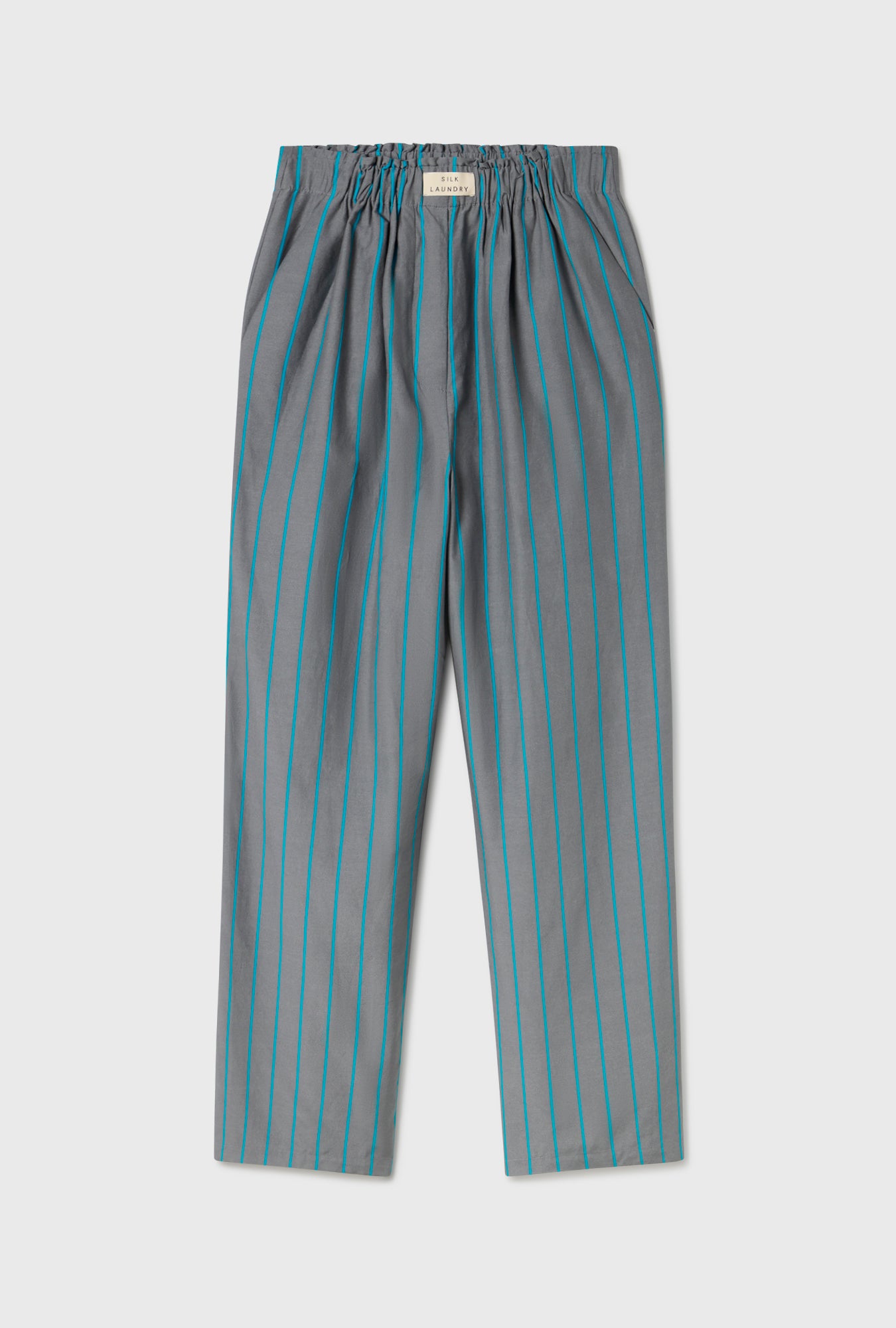 Pantalon large en coton et soie à rayures Oxygen