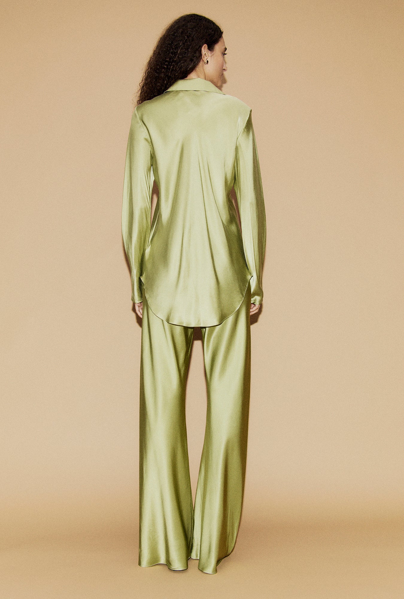 Pantalon coupé en biais sauge